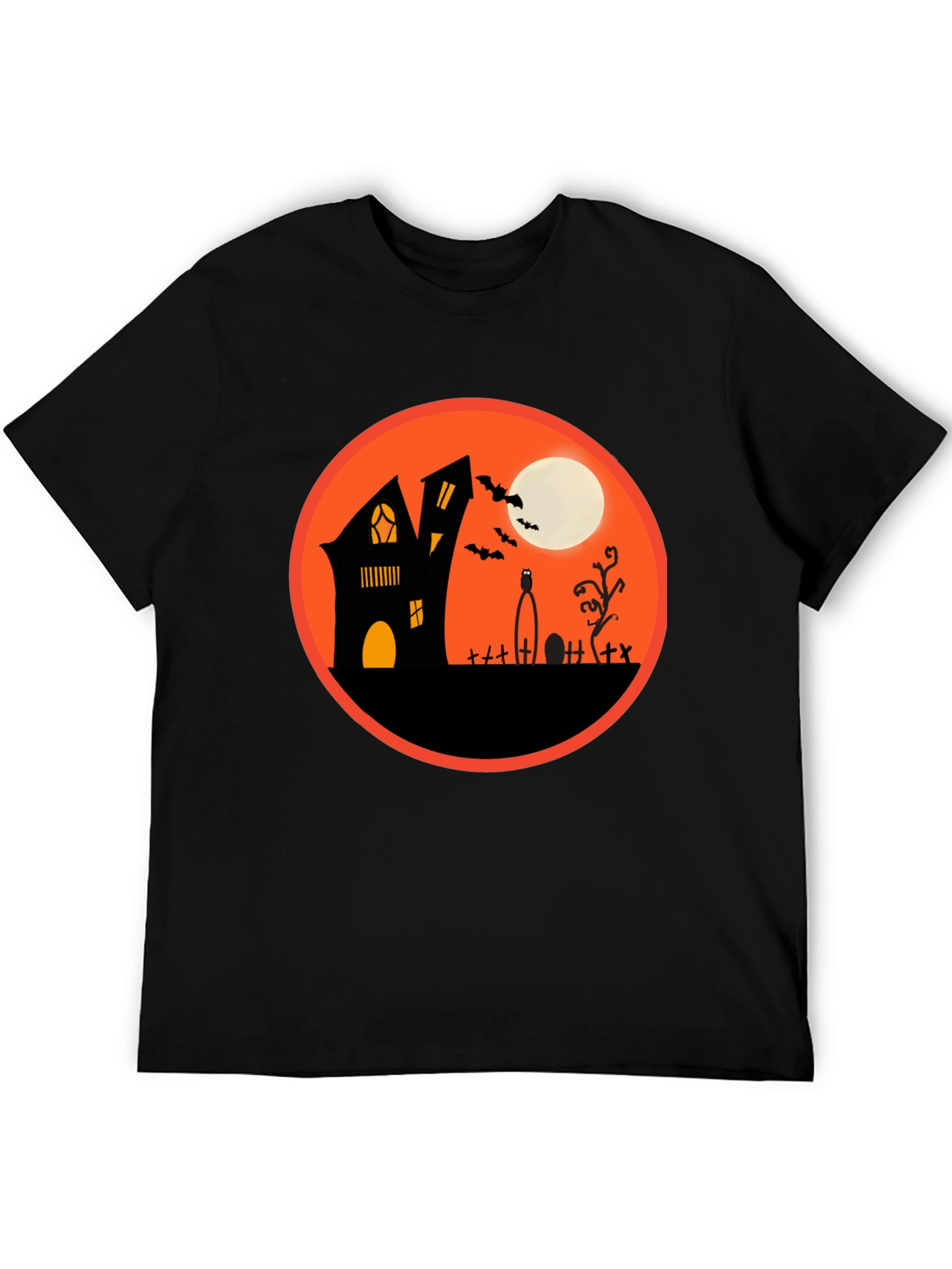 Spooky Halloween T-Shirt - Haunted House Design