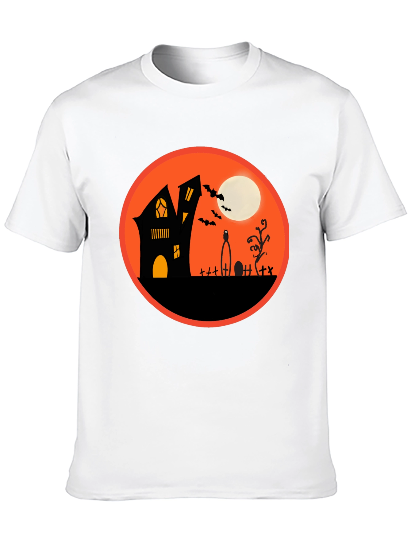 Spooky Halloween T-Shirt - Haunted House Design