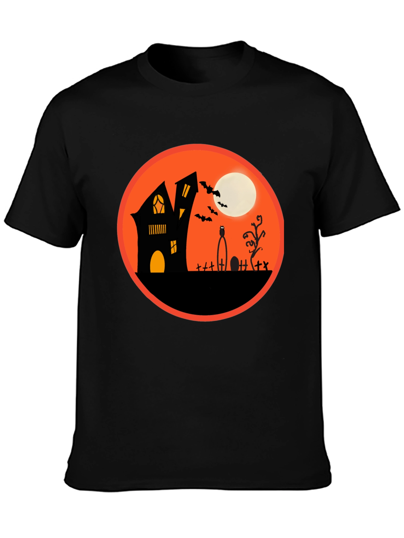 Spooky Halloween T-Shirt - Haunted House Design
