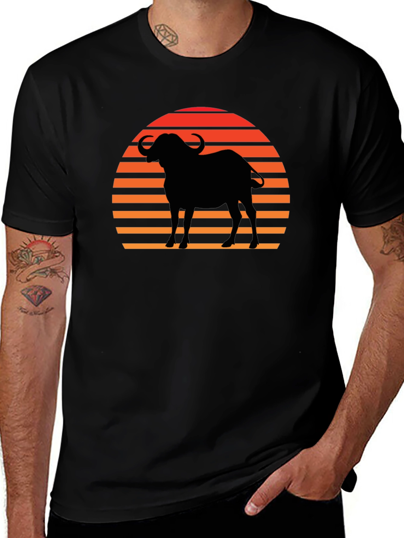 Sunset Buffalo Silhouette Graphic Tee