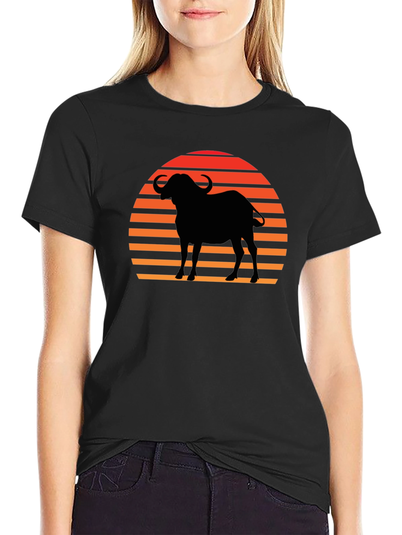 Sunset Buffalo Silhouette Graphic Tee