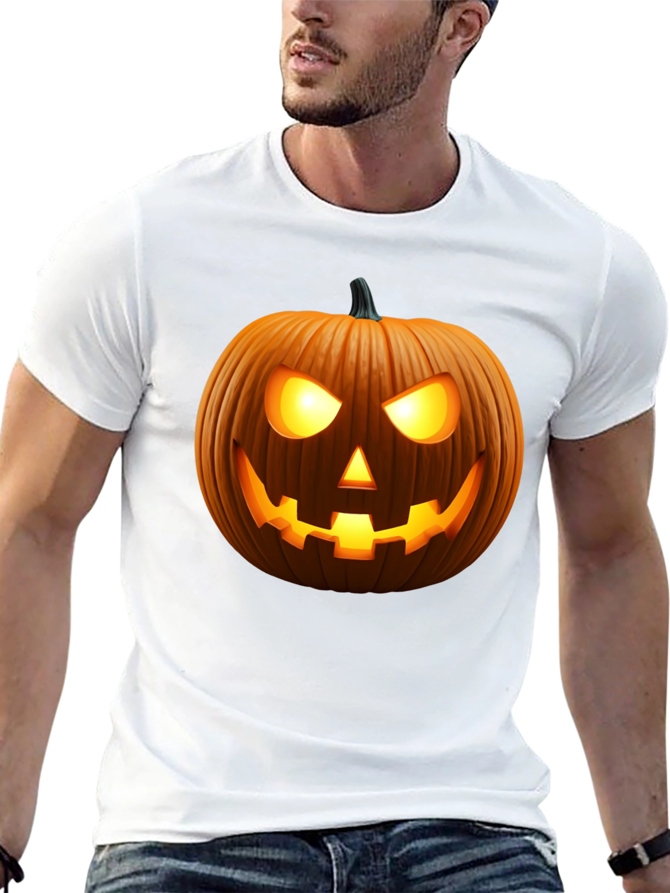Spooky Pumpkin Halloween Black T-Shirt