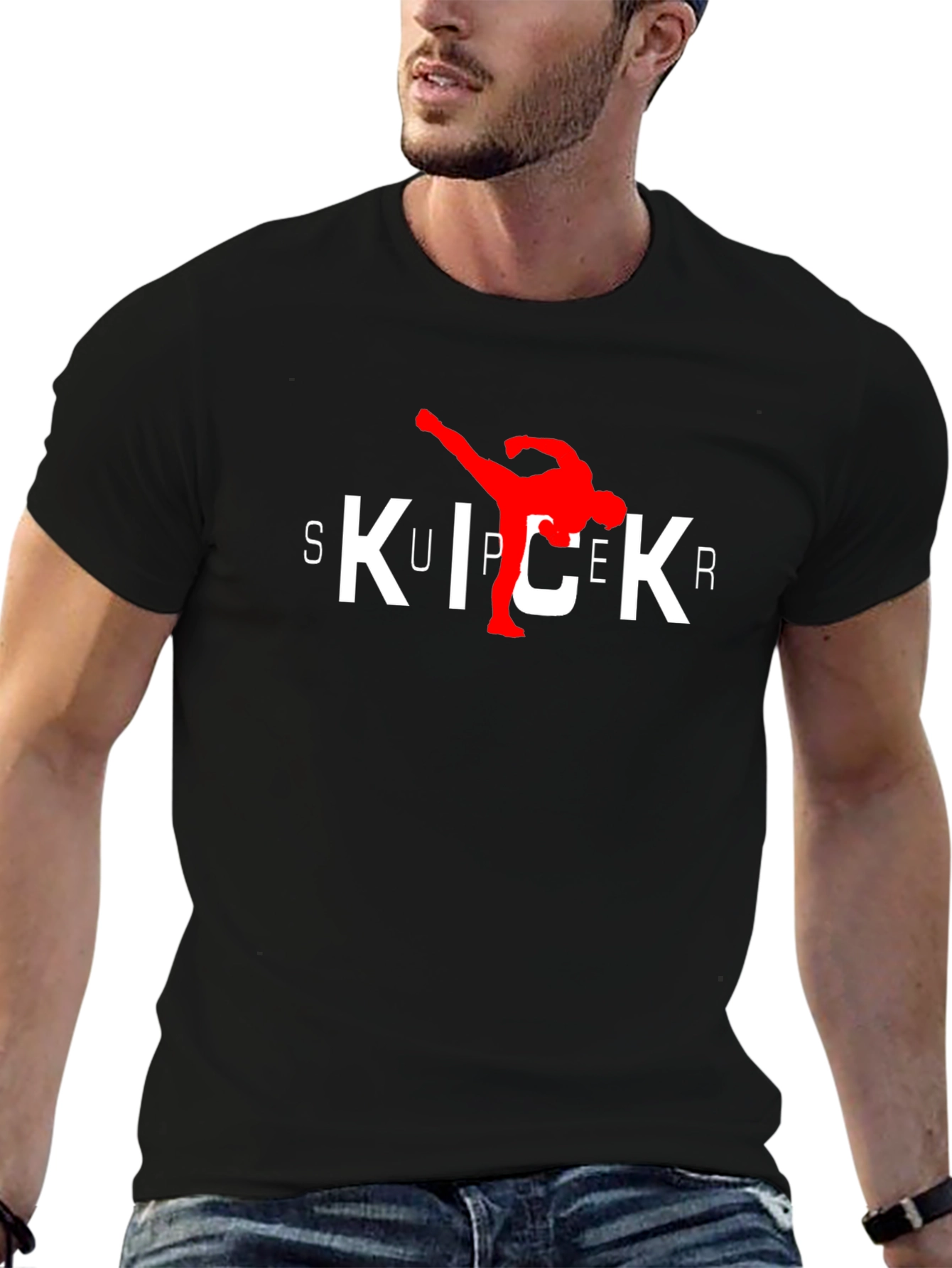 Super Kicker Black T-Shirt Martial Arts Tee