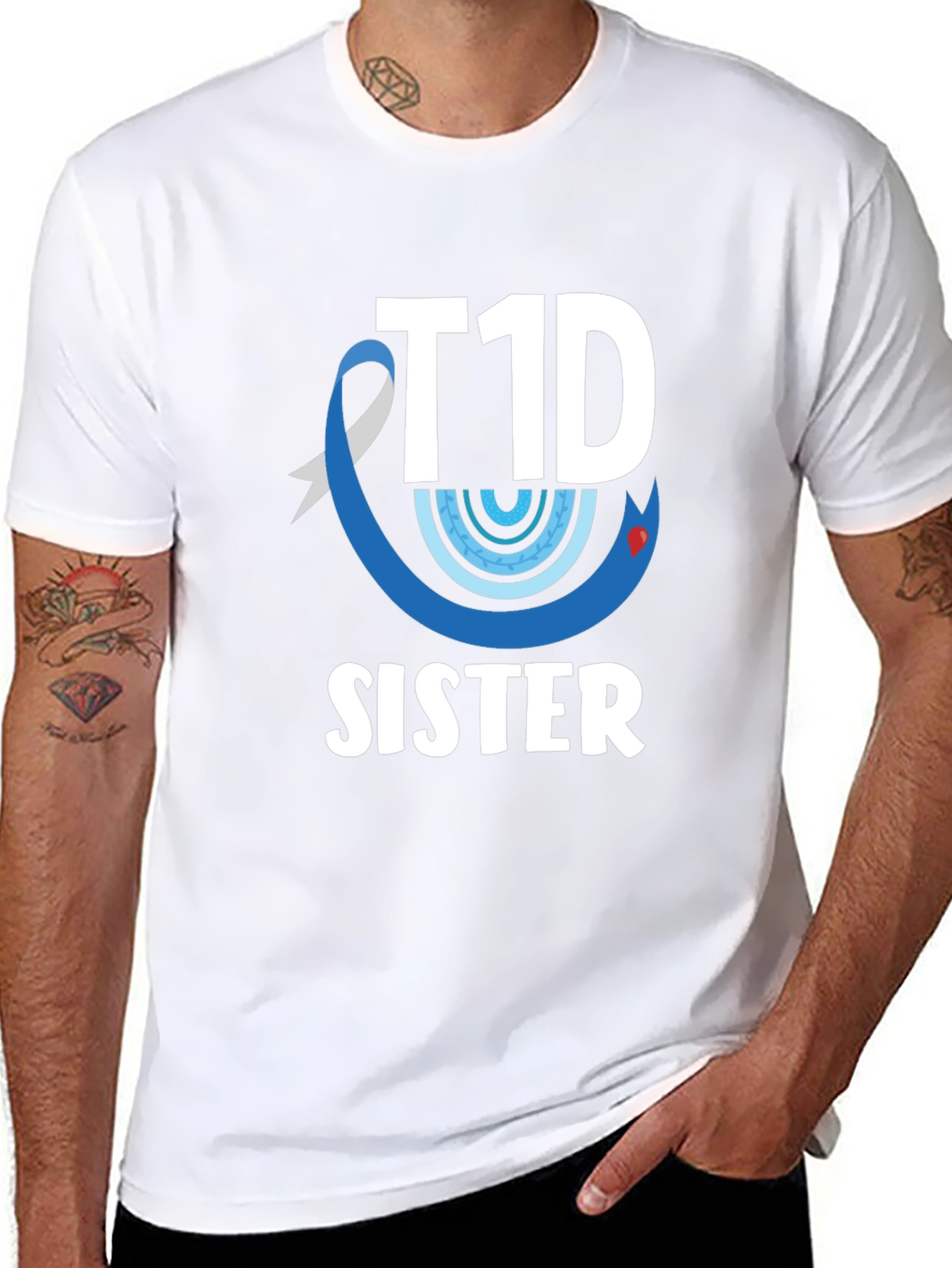 T1D Sister Black Cotton Graphic Tee