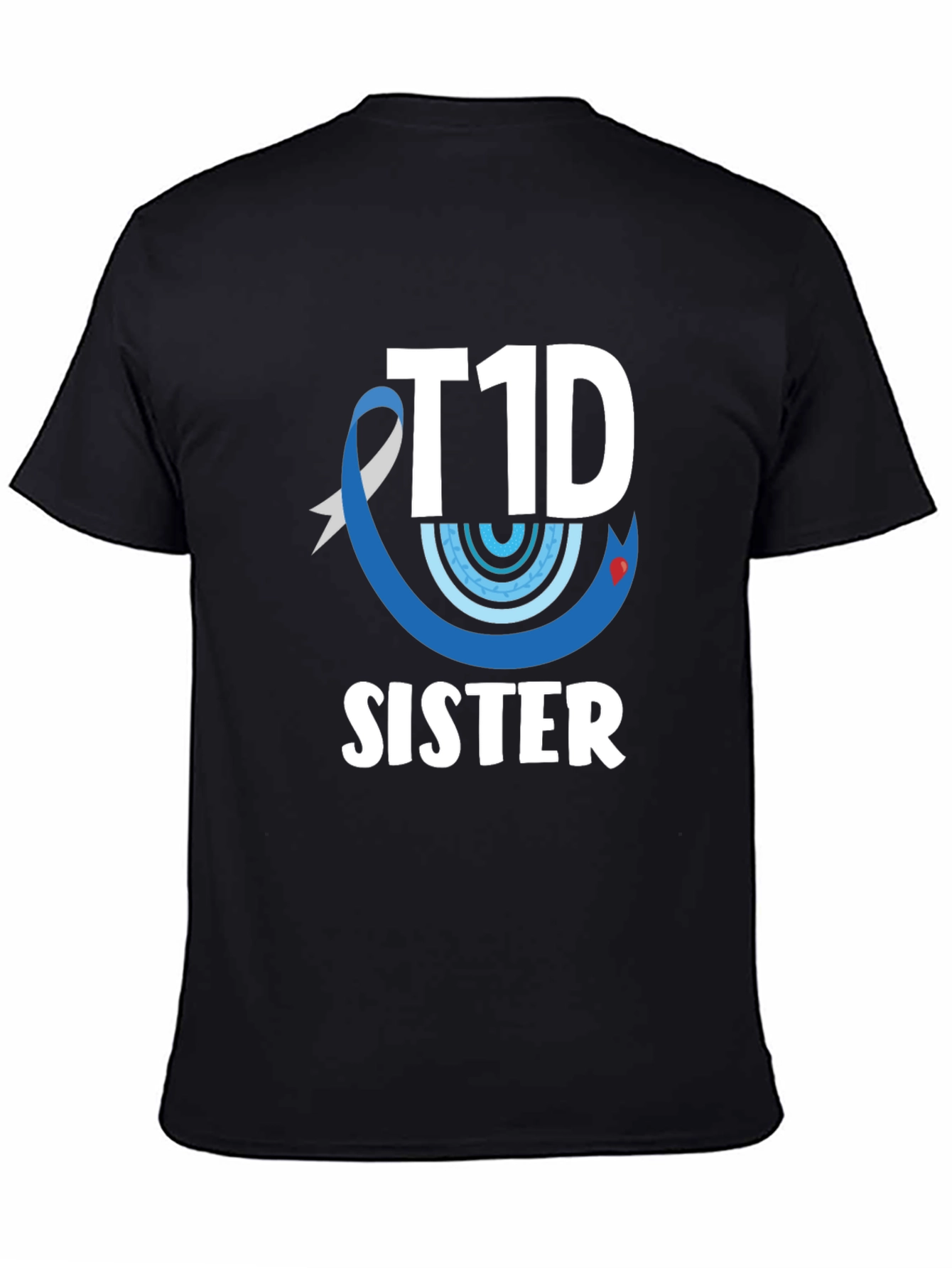 T1D Sister Black Cotton Graphic Tee
