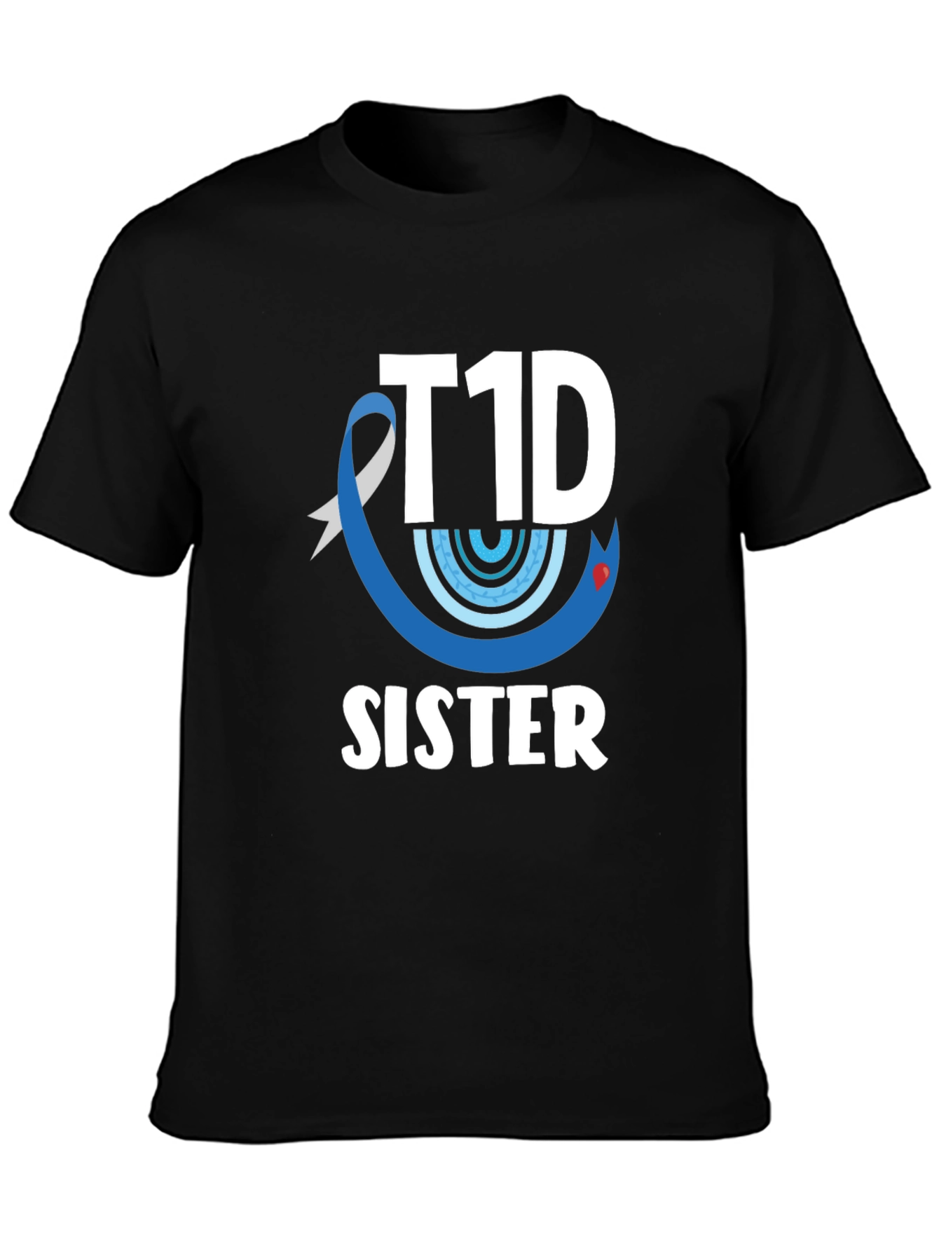 T1D Sister Black Cotton Graphic Tee