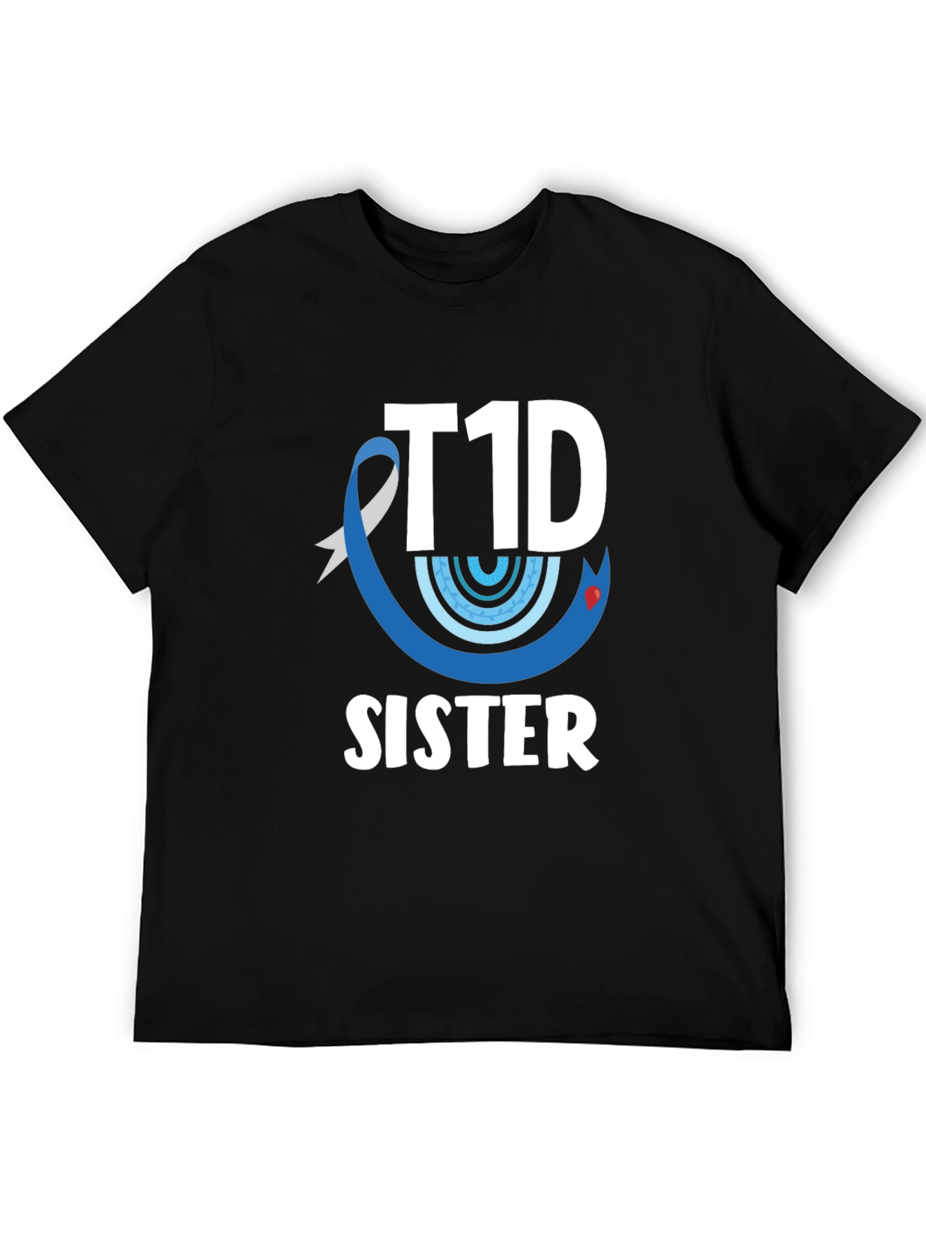 T1D Sister Black Cotton Graphic Tee