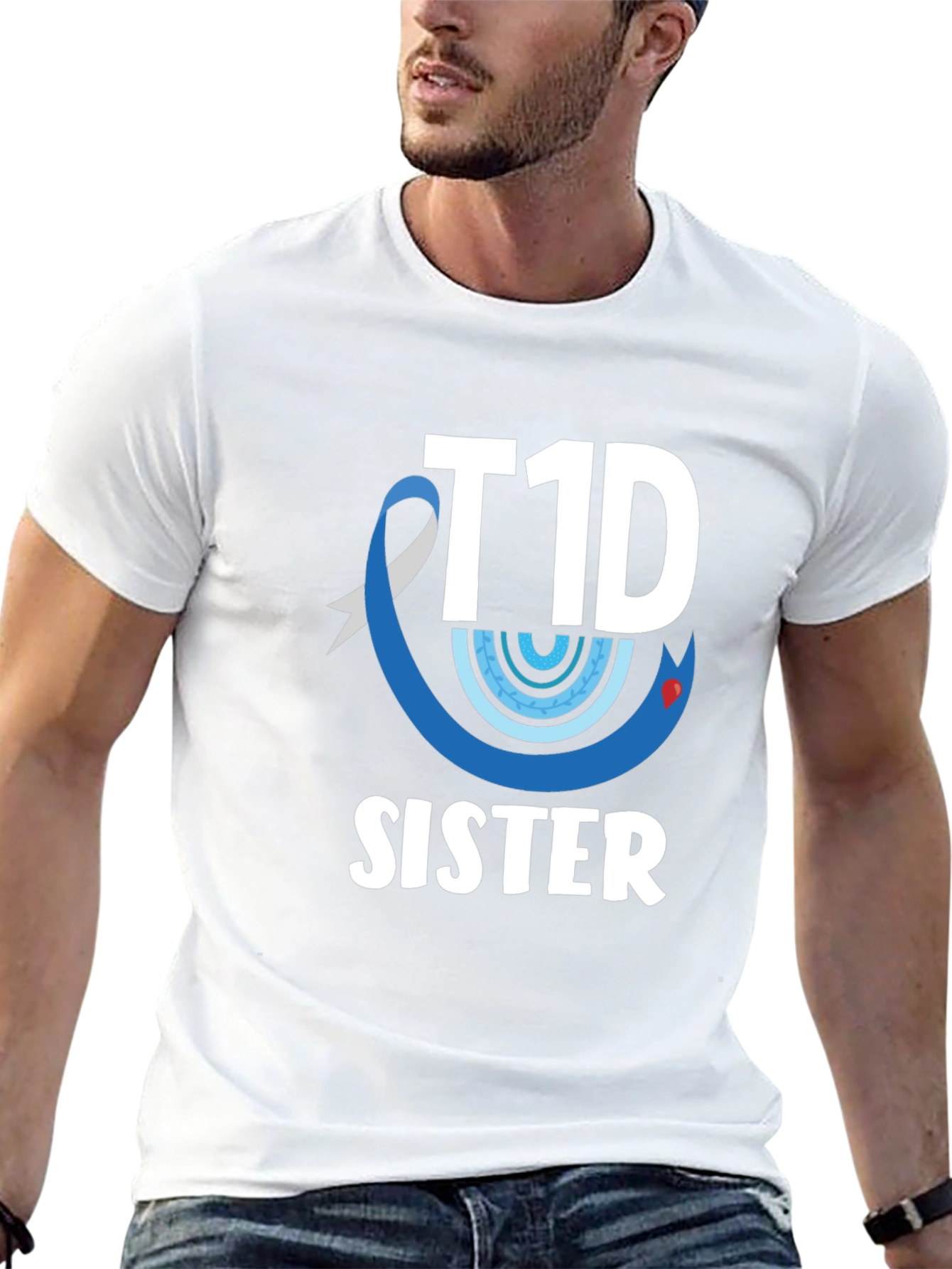 T1D Sister Black Cotton Graphic Tee