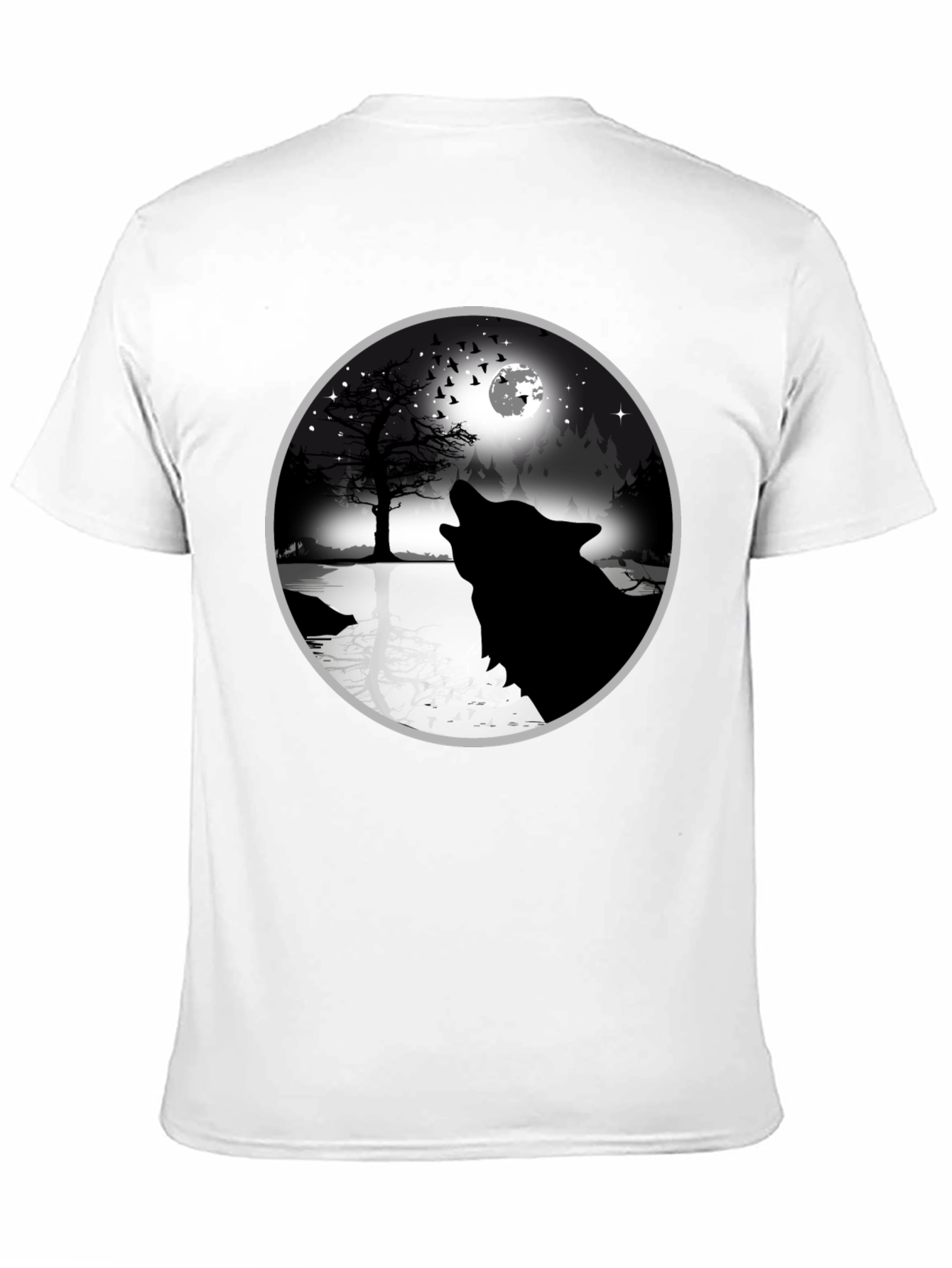 Wolf Howling at Moon Graphic Tee - Black