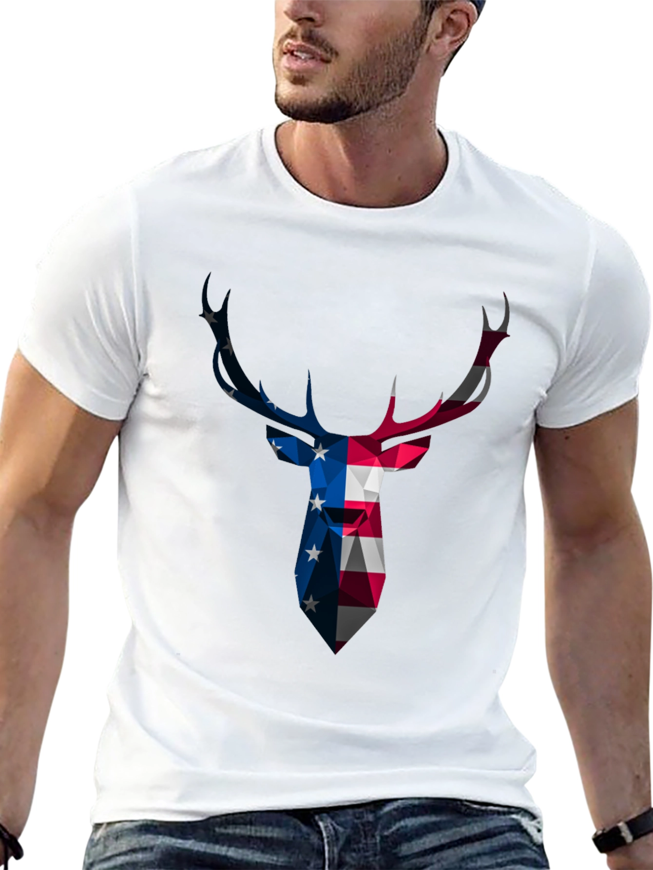 American Flag Deer Head Graphic Tee