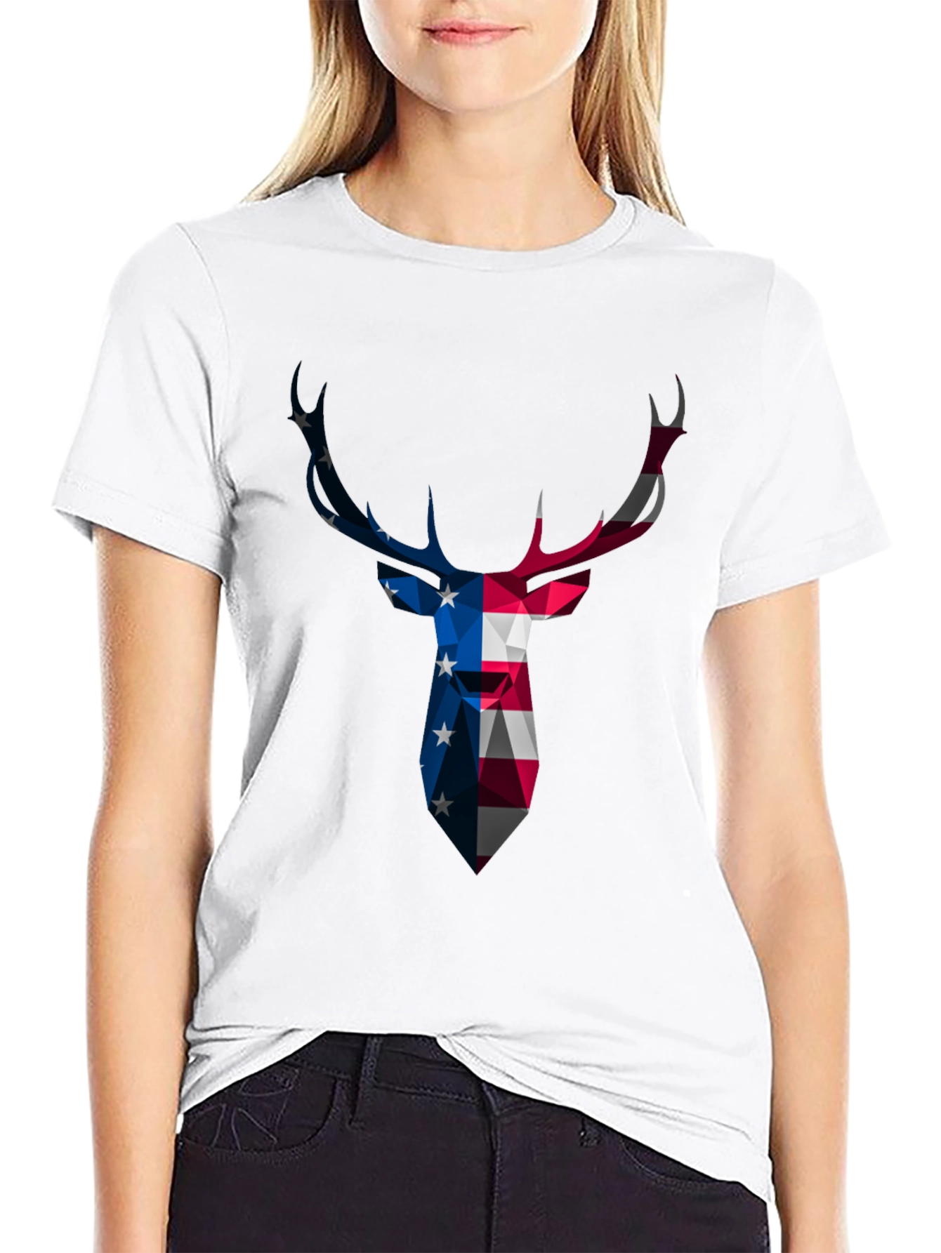 American Flag Deer Head Graphic Tee