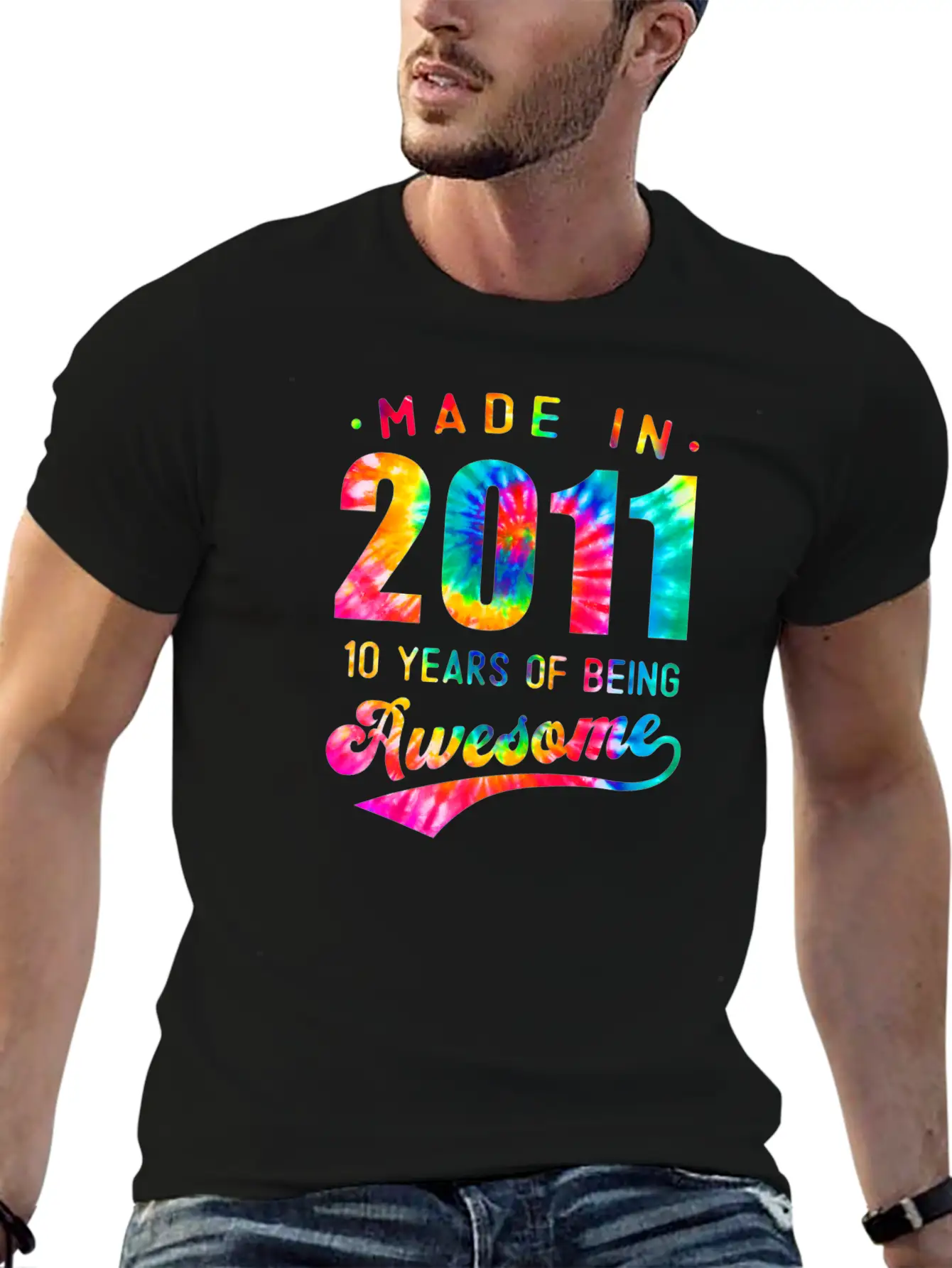 10 Jahre Alt 10. Geburtstag 2011 Tie Dye Awesome Essential Cotton Tee For Daily Outfits – Unisex Style