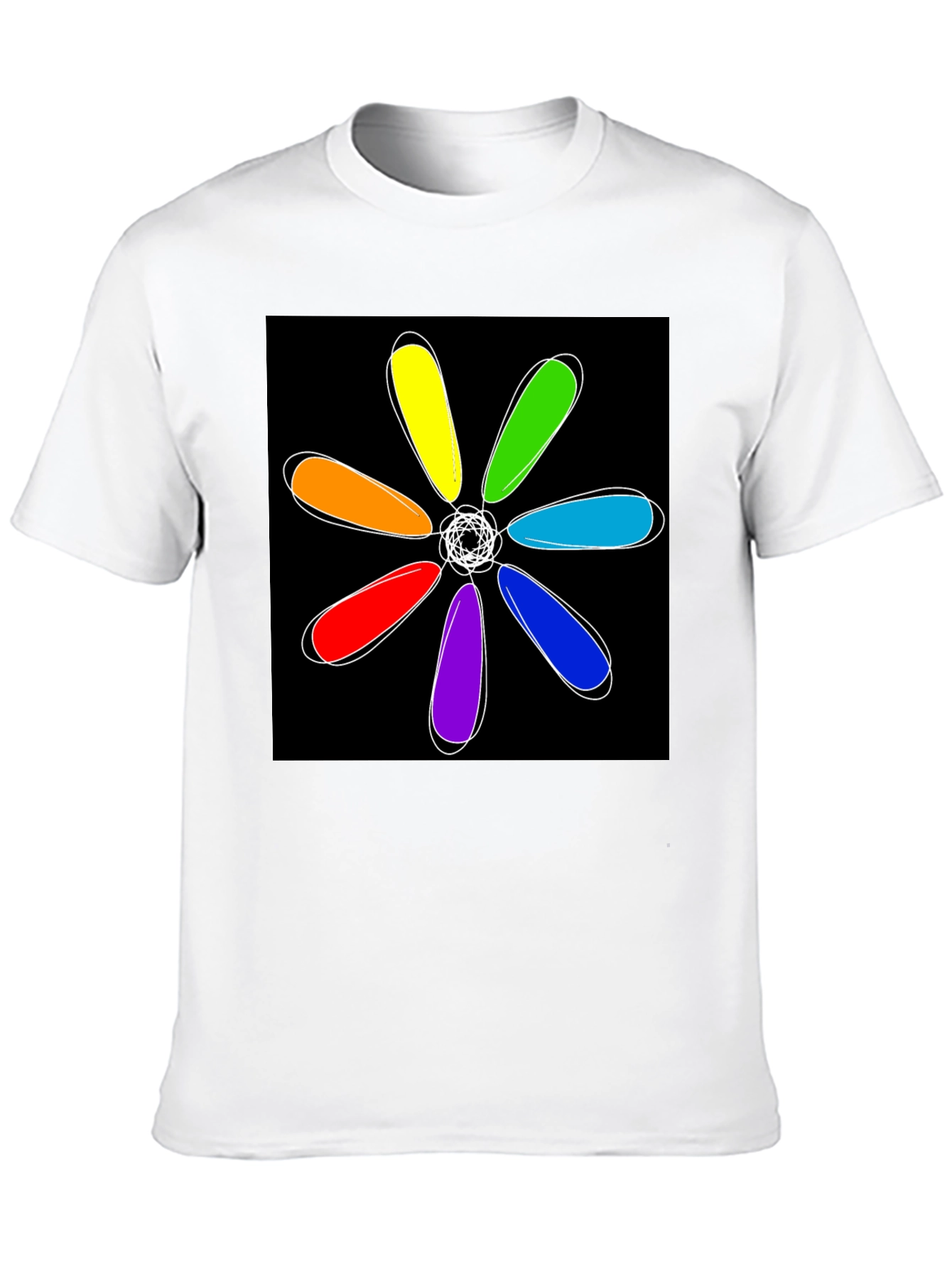 Rainbow Flower Graphic Black T-Shirt