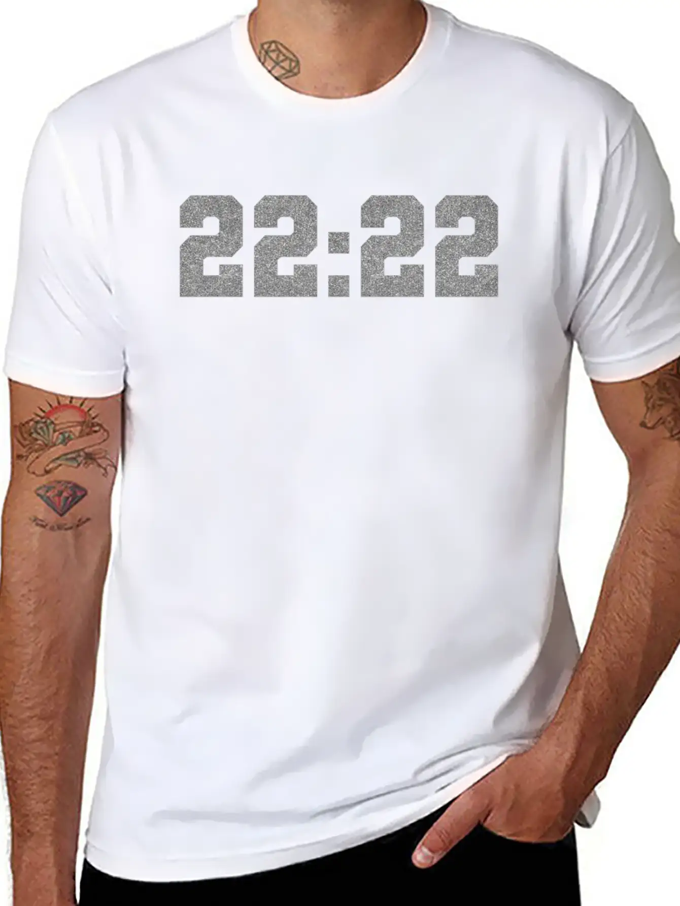 222 Angel Number Intuition Silver Word Art Essential Cotton Tee For Daily Outfits – Unisex Style