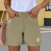 Tassel ripped denim shorts, women's hot pants