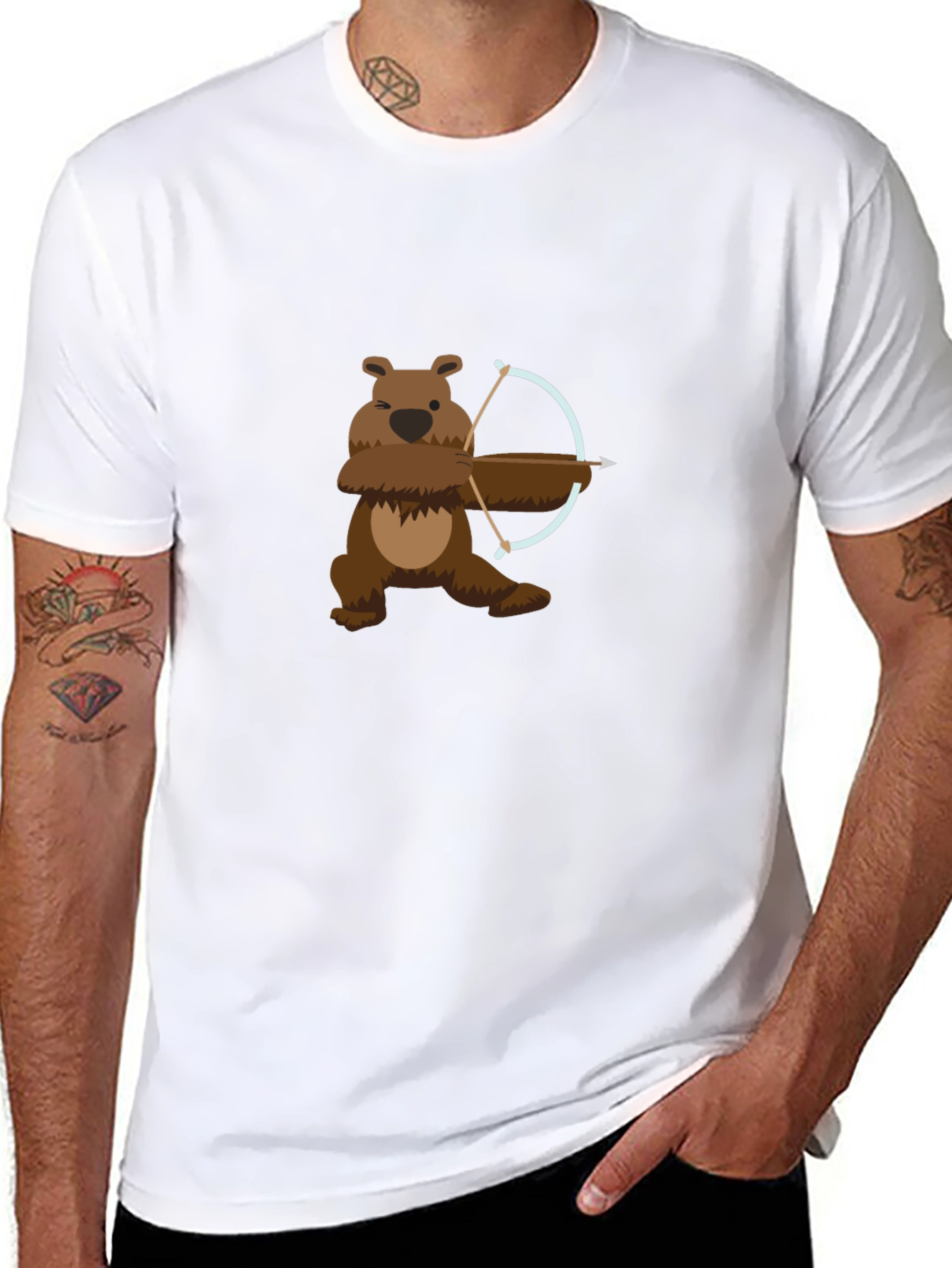 Bear Archer Graphic Tee - Cool Cartoon Bear T-Shirt