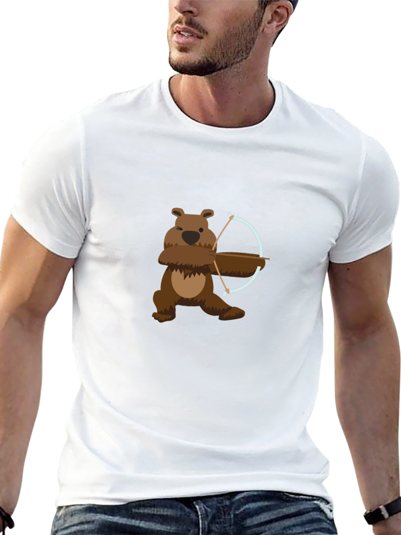 Bear Archer Graphic Tee - Cool Cartoon Bear T-Shirt