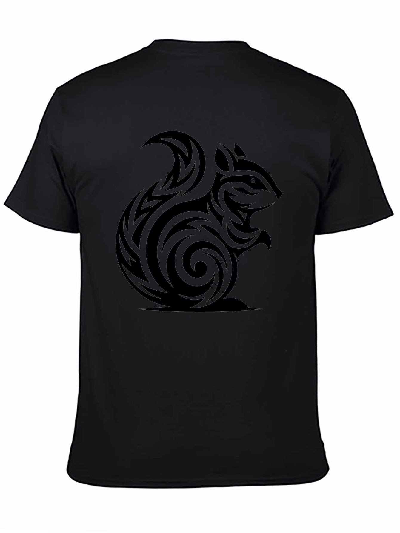 Tribal Squirrel Tee - Black Cotton Graphic T-Shirt