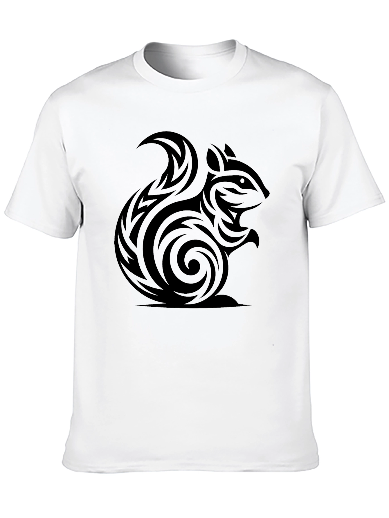 Tribal Squirrel Tee - Black Cotton Graphic T-Shirt