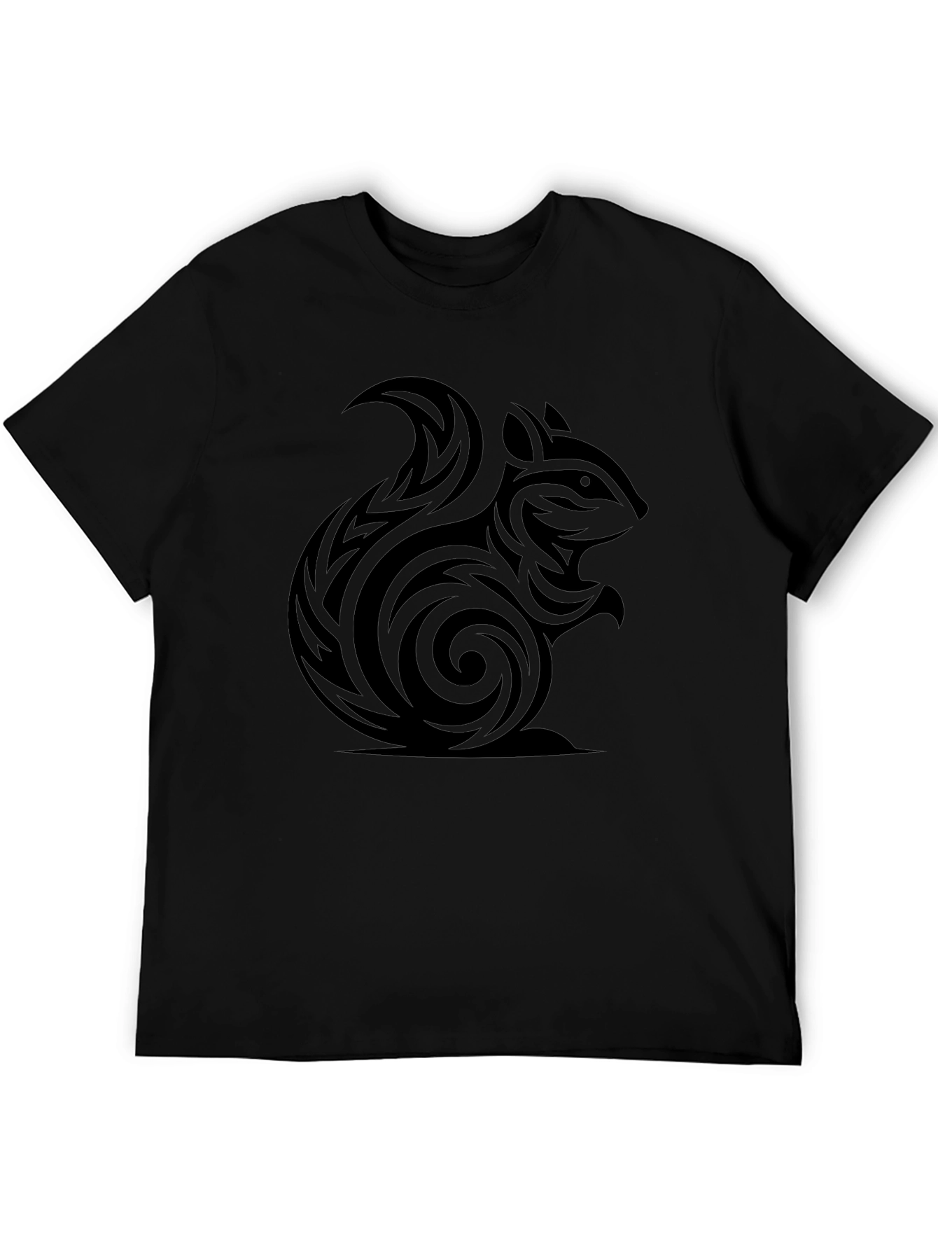 Tribal Squirrel Tee - Black Cotton Graphic T-Shirt