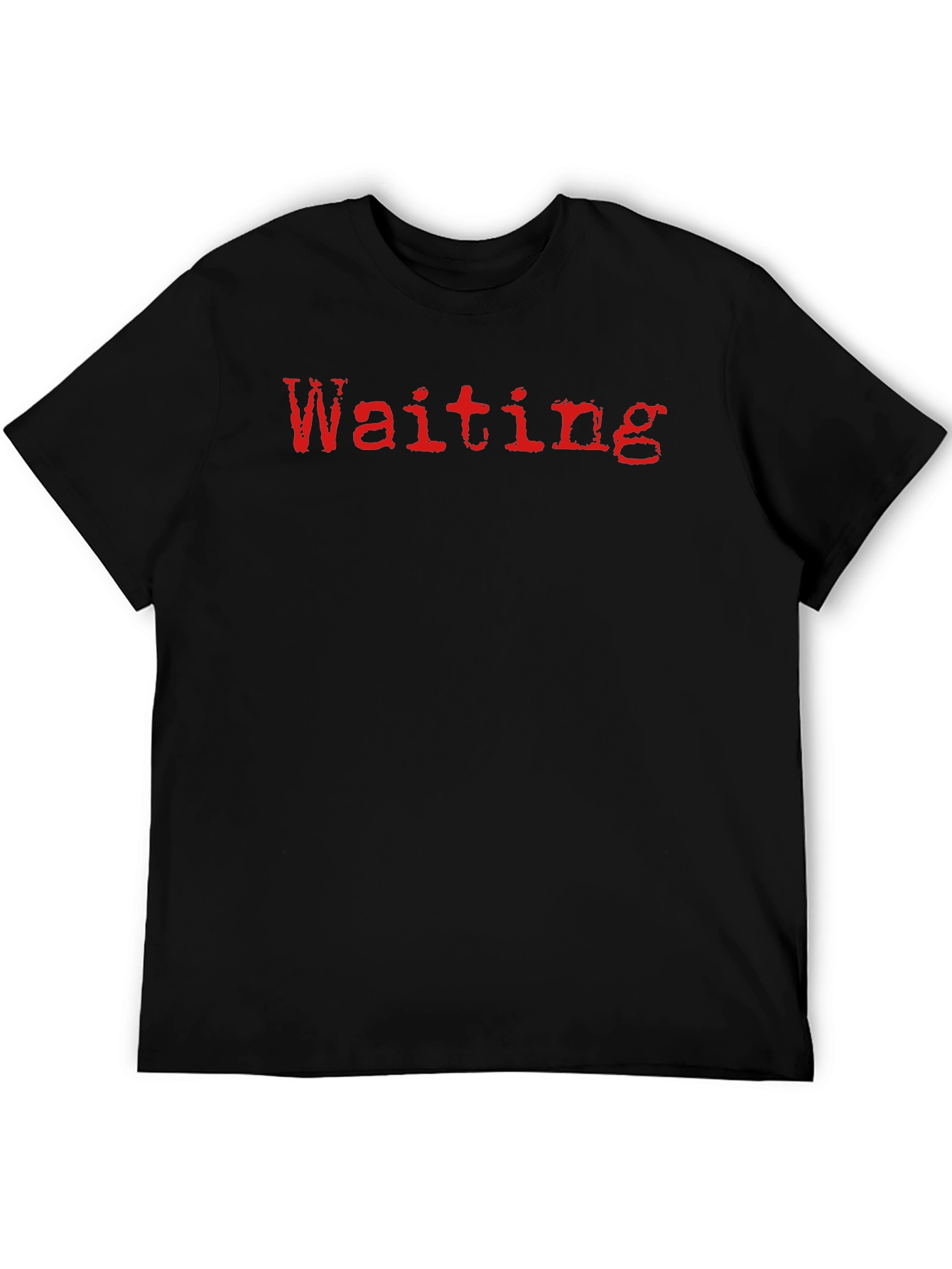 Waiting T-Shirt - Red Grunge Text on Black