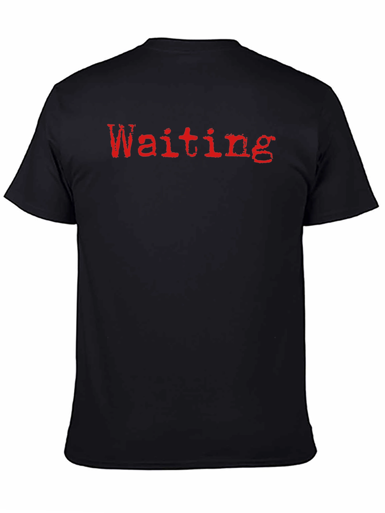 Waiting T-Shirt - Red Grunge Text on Black