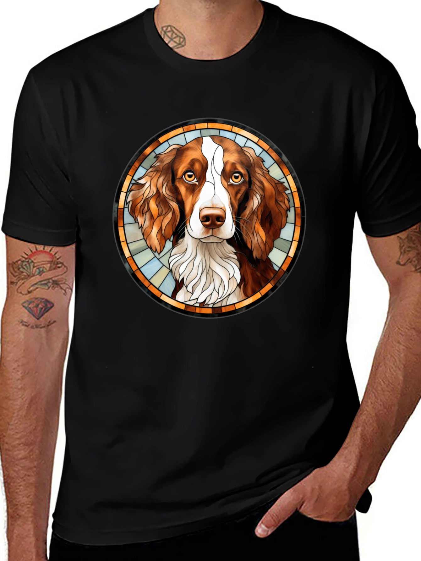 Springer Spaniel Stained Glass Style T-Shirt