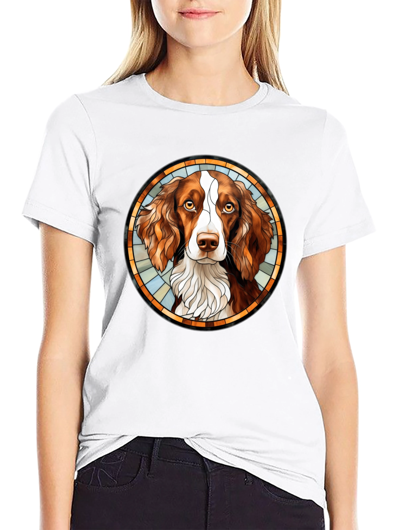 Springer Spaniel Stained Glass Style T-Shirt
