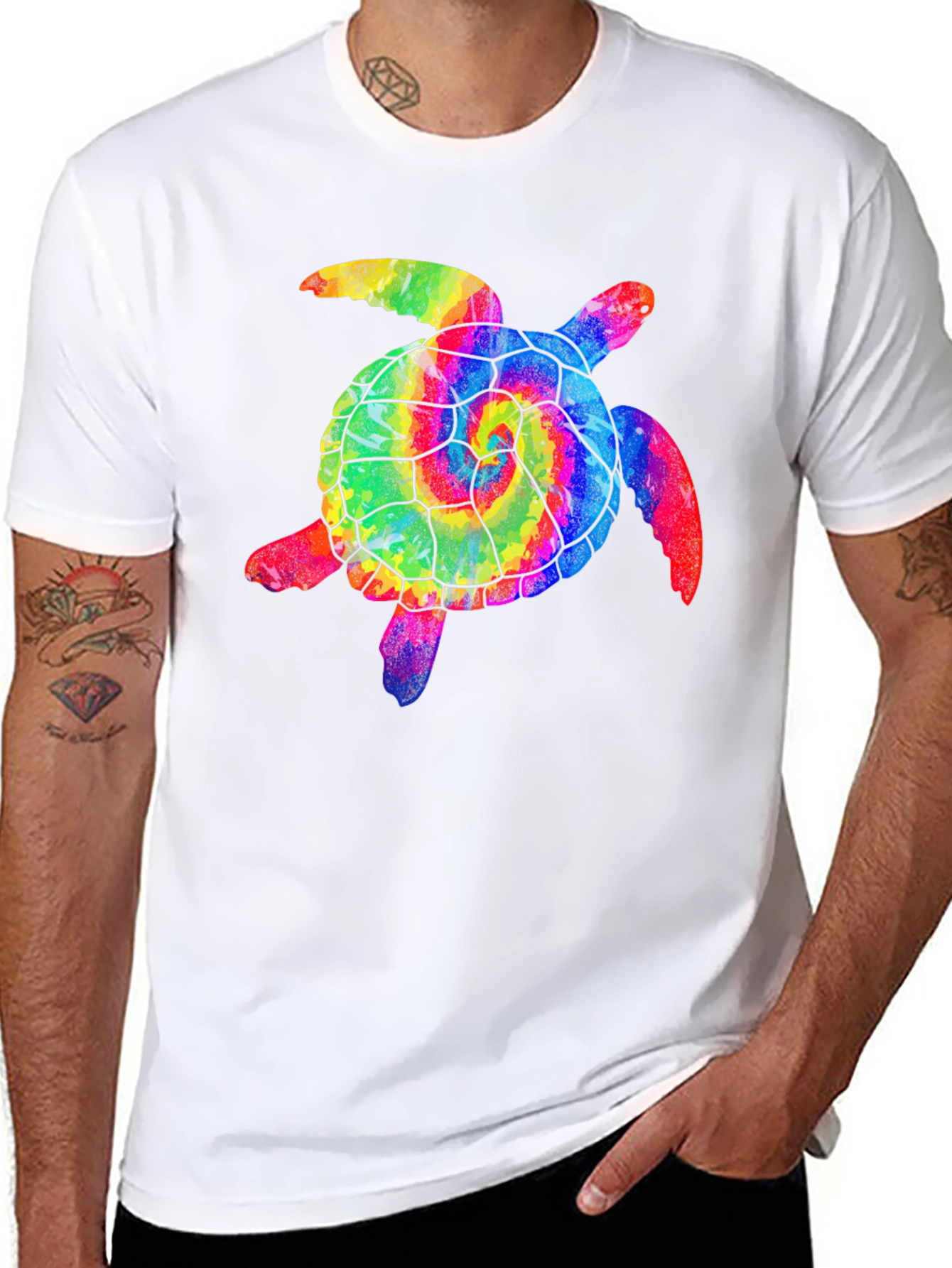 Tie Dye Turtle Graphic T-Shirt - Stylish Comfort