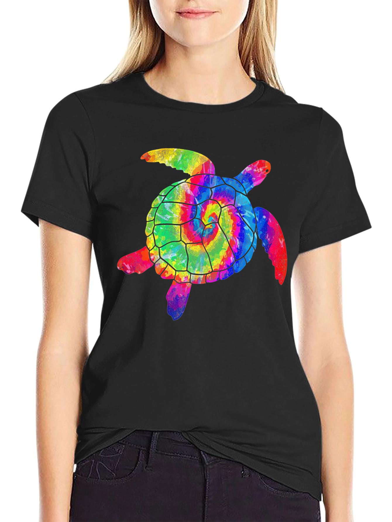 Tie Dye Turtle Graphic T-Shirt - Stylish Comfort
