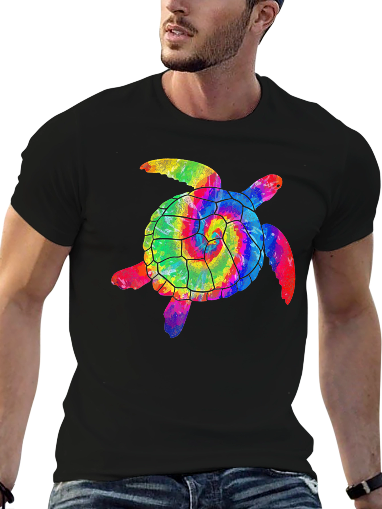 Tie Dye Turtle Graphic T-Shirt - Stylish Comfort
