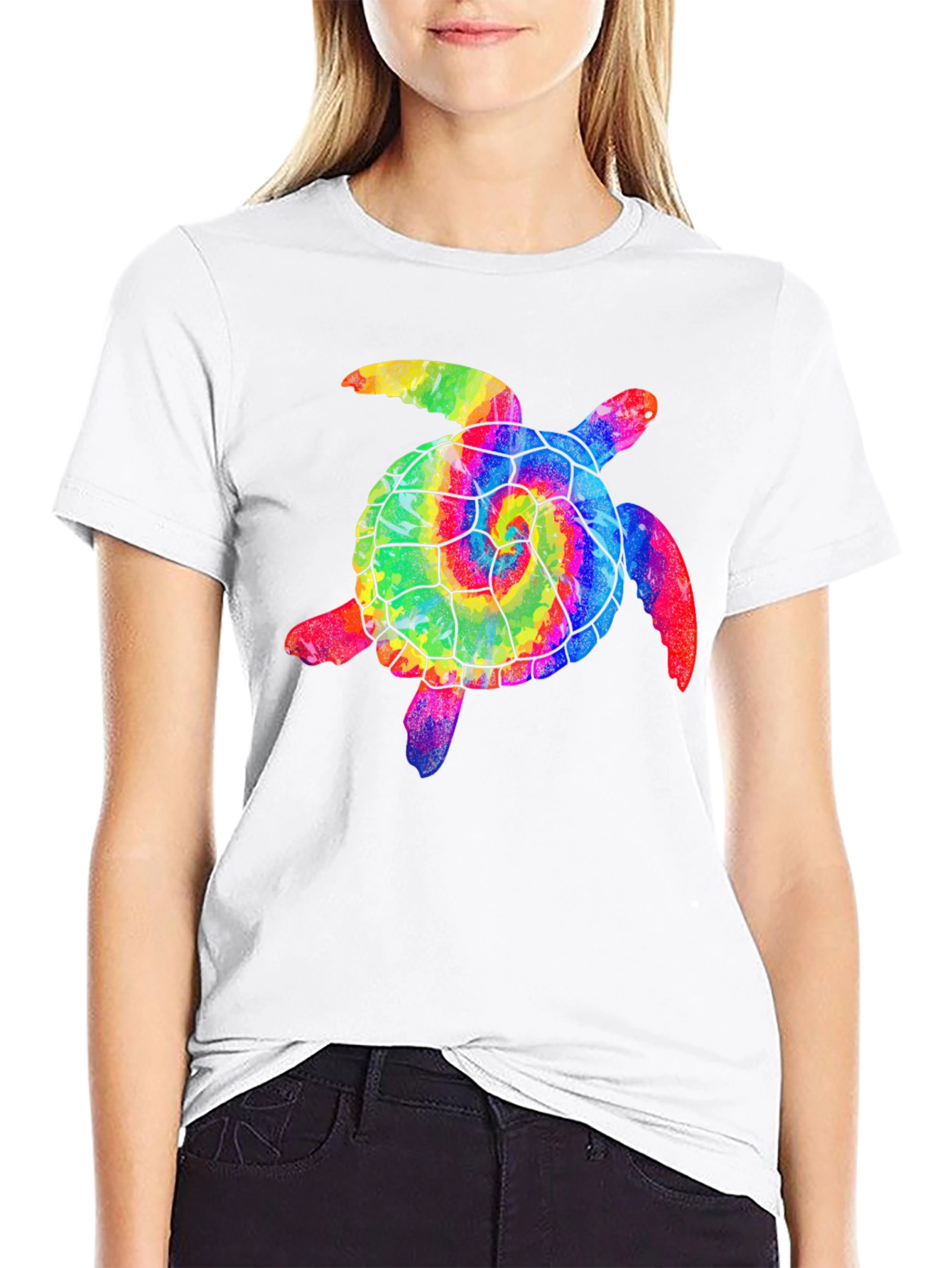 Tie Dye Turtle Graphic T-Shirt - Stylish Comfort
