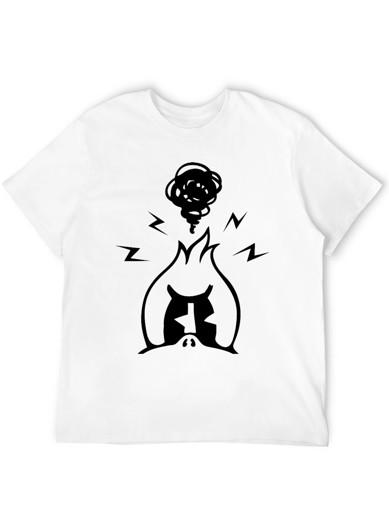 Angry Mascot Graphic Tee - Black Cotton Blend T-Shirt