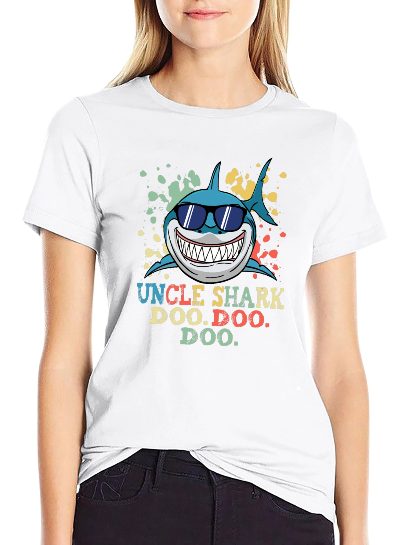 Uncle Shark Doo Doo Doo Mens Black T-Shirt