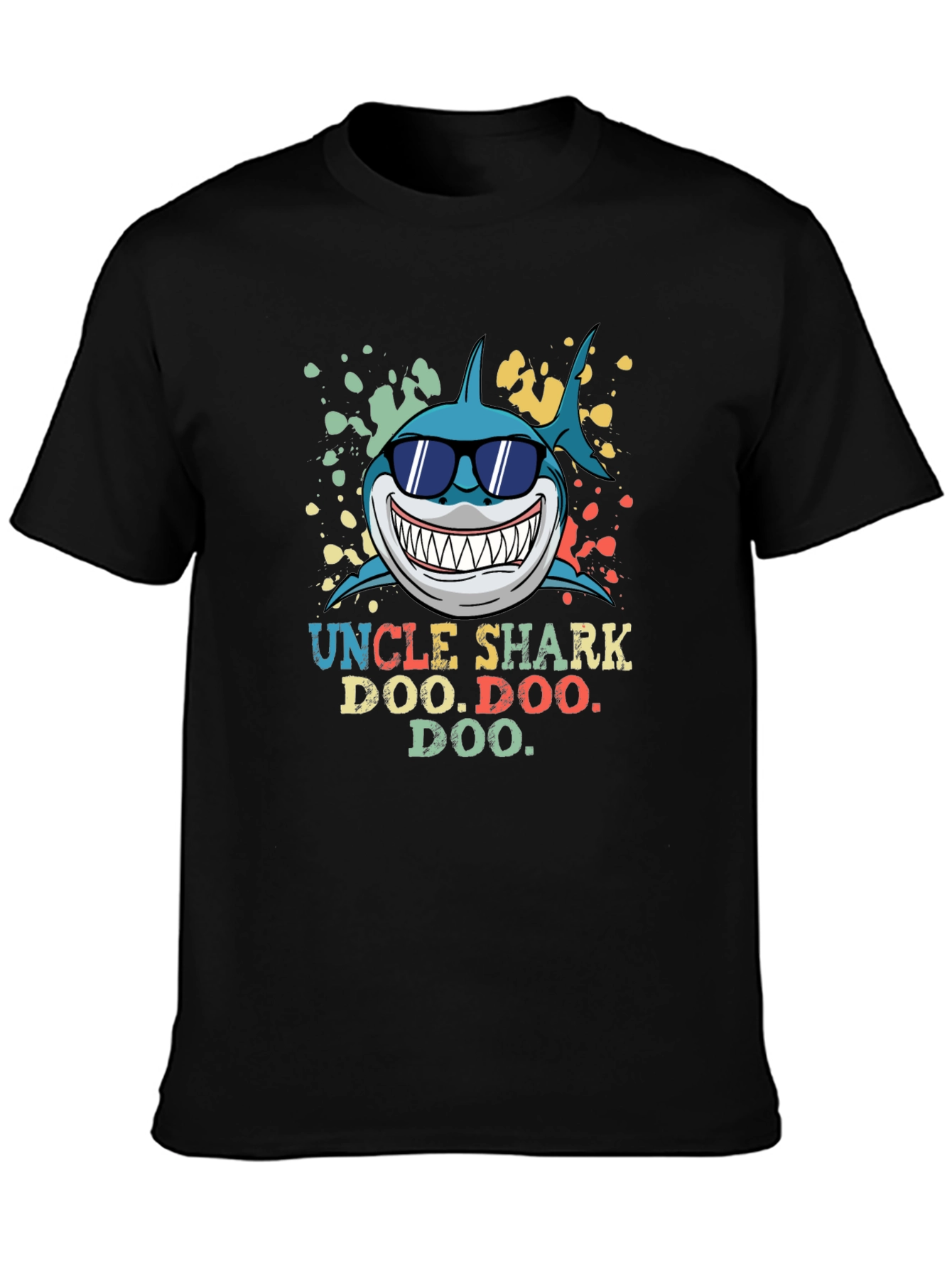 Uncle Shark Doo Doo Doo Mens Black T-Shirt