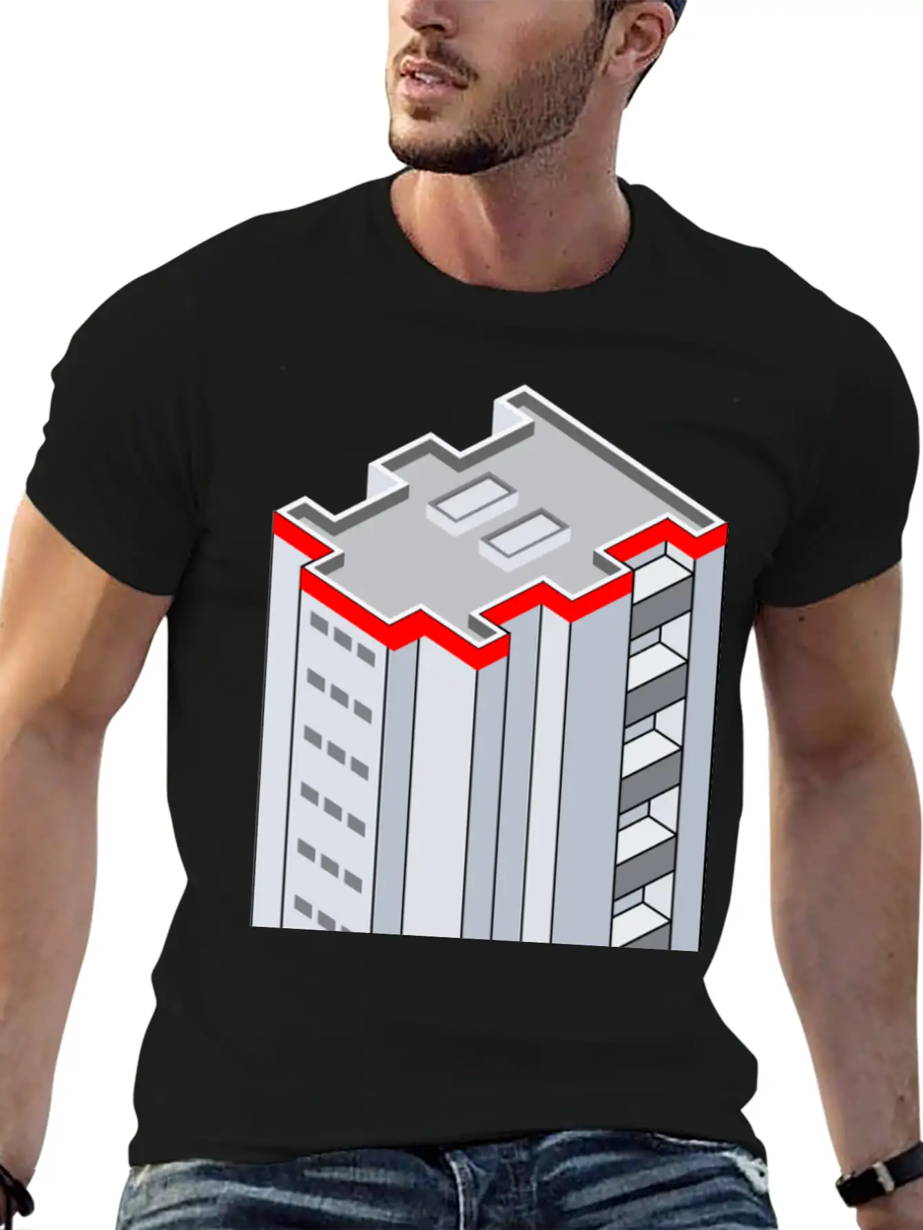 3D Isometric Building Essential Cotton Tee For Daily Outfits – Unisex Style