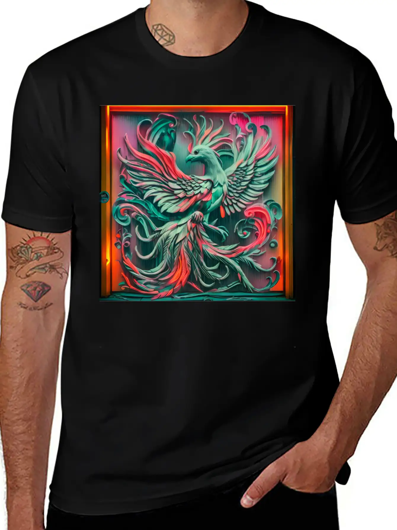 3D Phoenix.Bird Lightweight Cotton T-Shirt – Daily Comfort Graphic Shirt