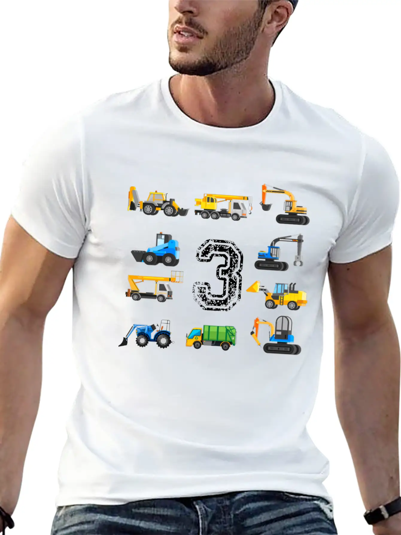 3rd Birthday Boy Toddler Construction Truck Gift Unisex Casual T-Shirt – Clean Design For Daily Comfort