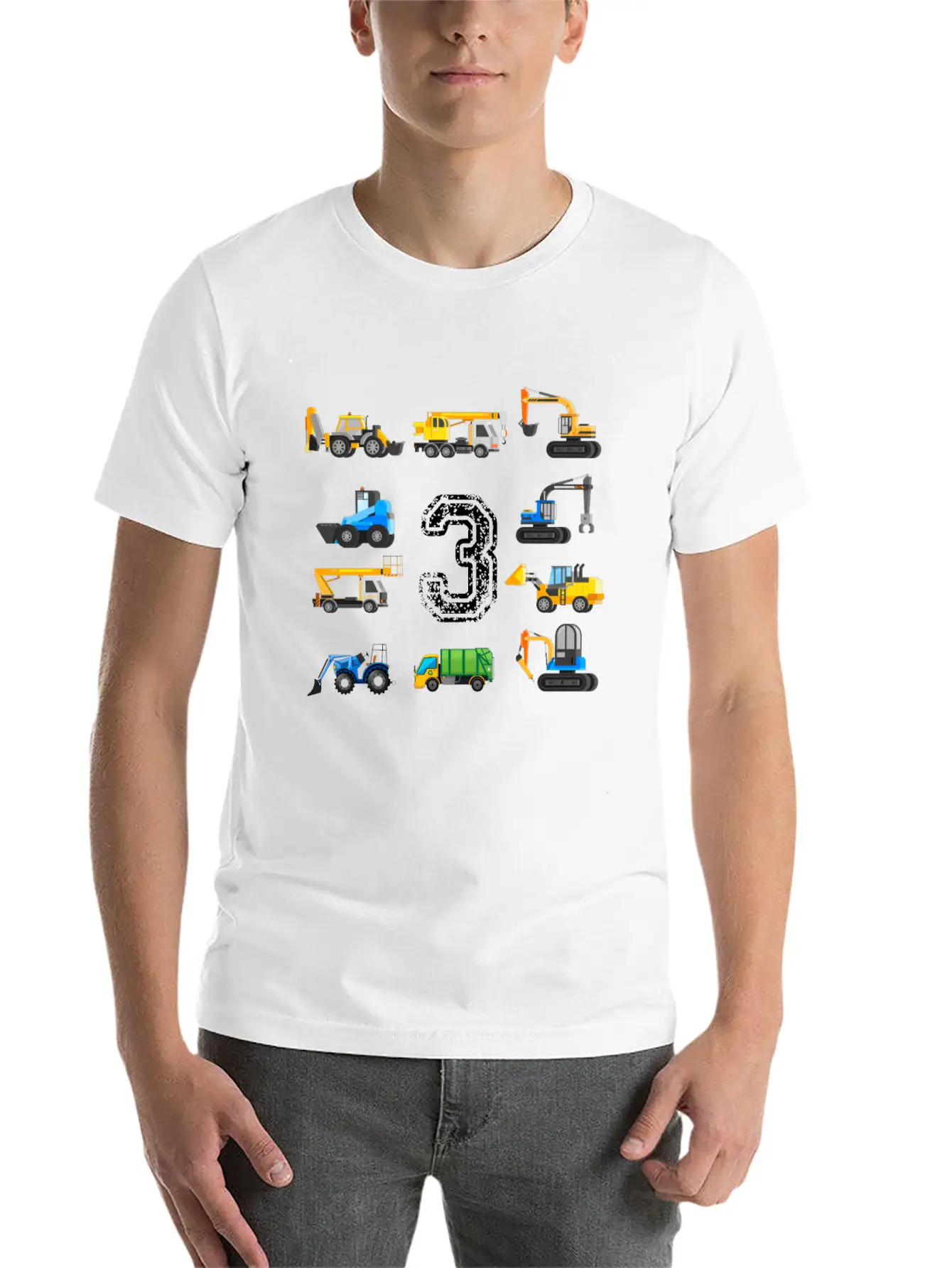3rd Birthday Boy Toddler Construction Truck Gift Unisex Casual T-Shirt – Clean Design For Daily Comfort