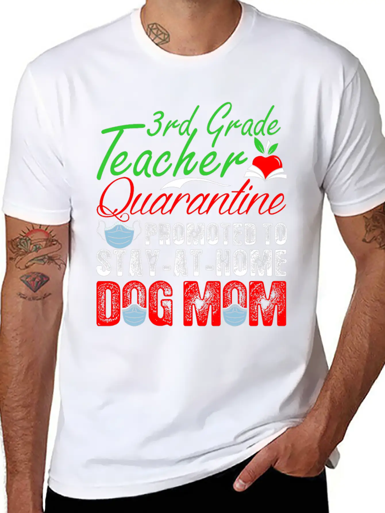 3rd Grade Teacher Quarantine Dog Mom Tshirt Lightweight Cotton T-Shirt – Daily Comfort Graphic Shirt
