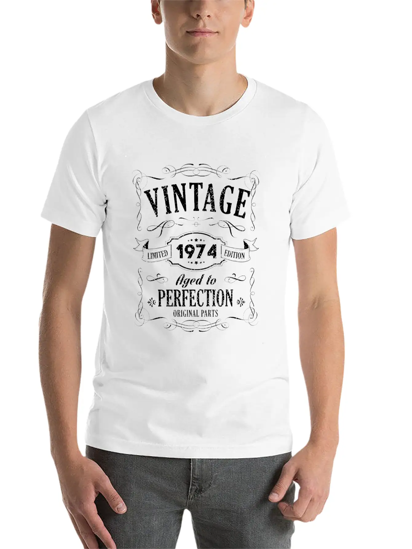 45th Birthday - 1974 Vintage Classic Present Gift Lightweight Cotton T-Shirt – Daily Comfort Graphic Shirt