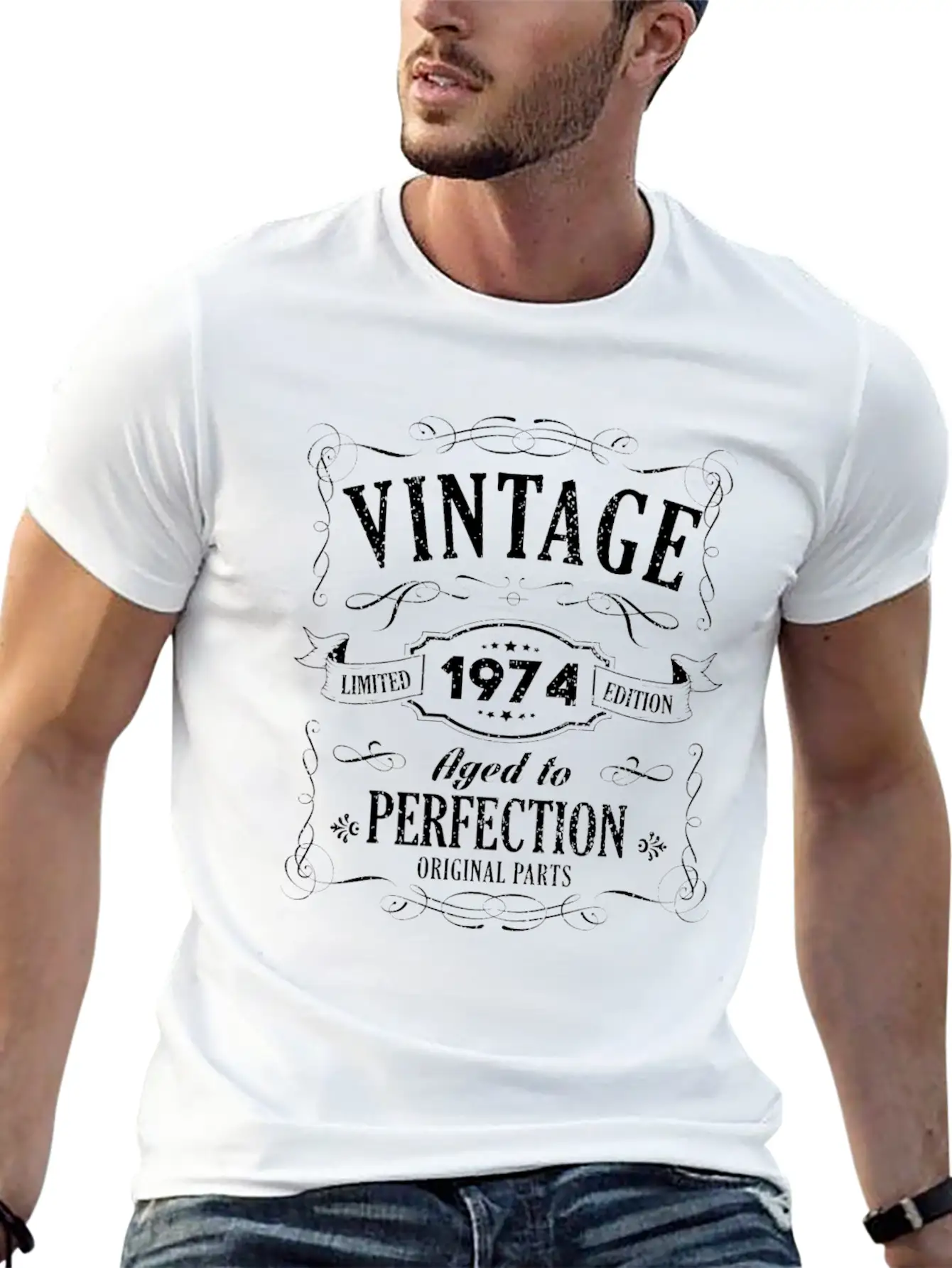 45th Birthday - 1974 Vintage Classic Present Gift Lightweight Cotton T-Shirt – Daily Comfort Graphic Shirt
