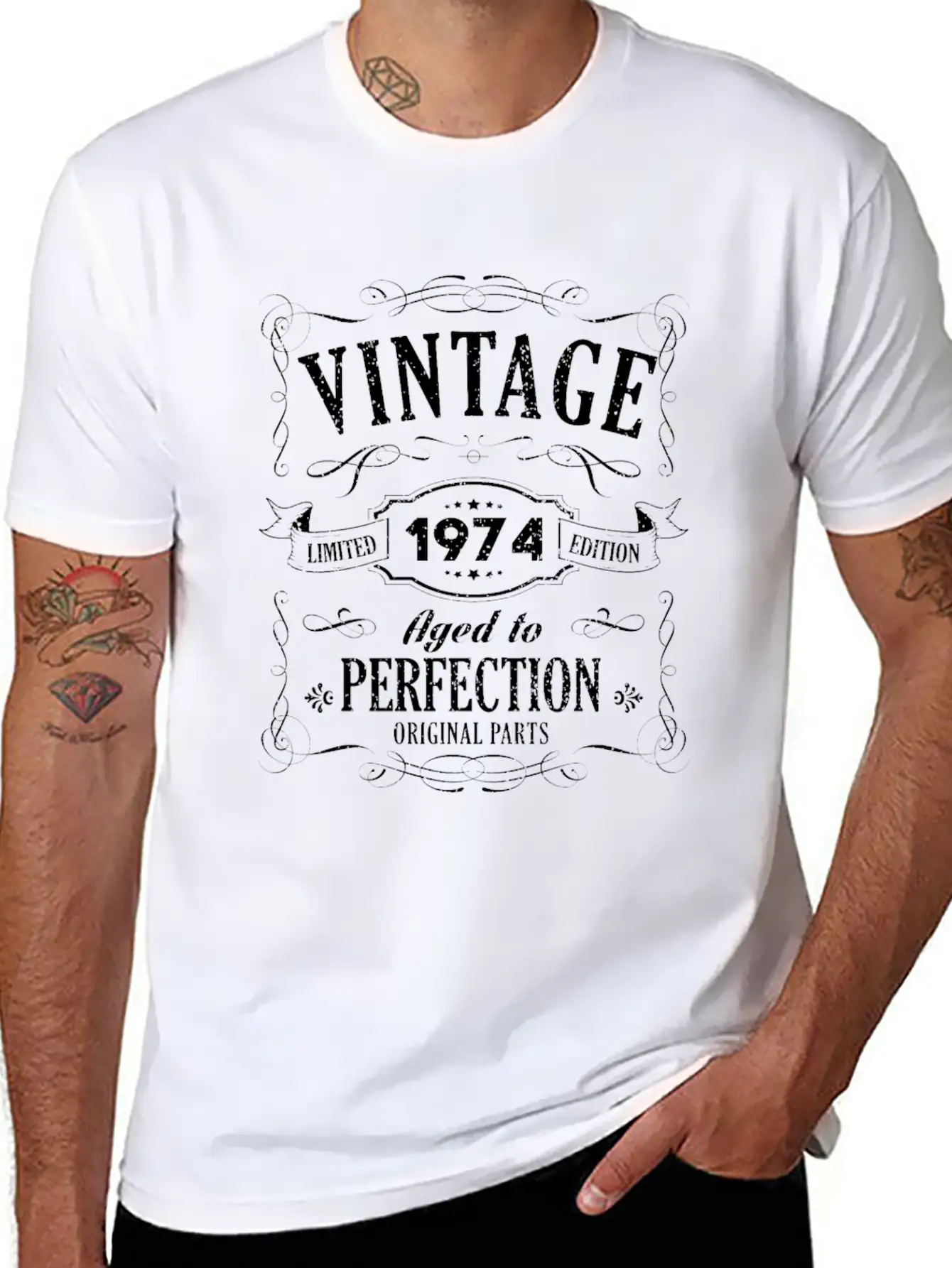 45th Birthday - 1974 Vintage Classic Present Gift Lightweight Cotton T-Shirt – Daily Comfort Graphic Shirt