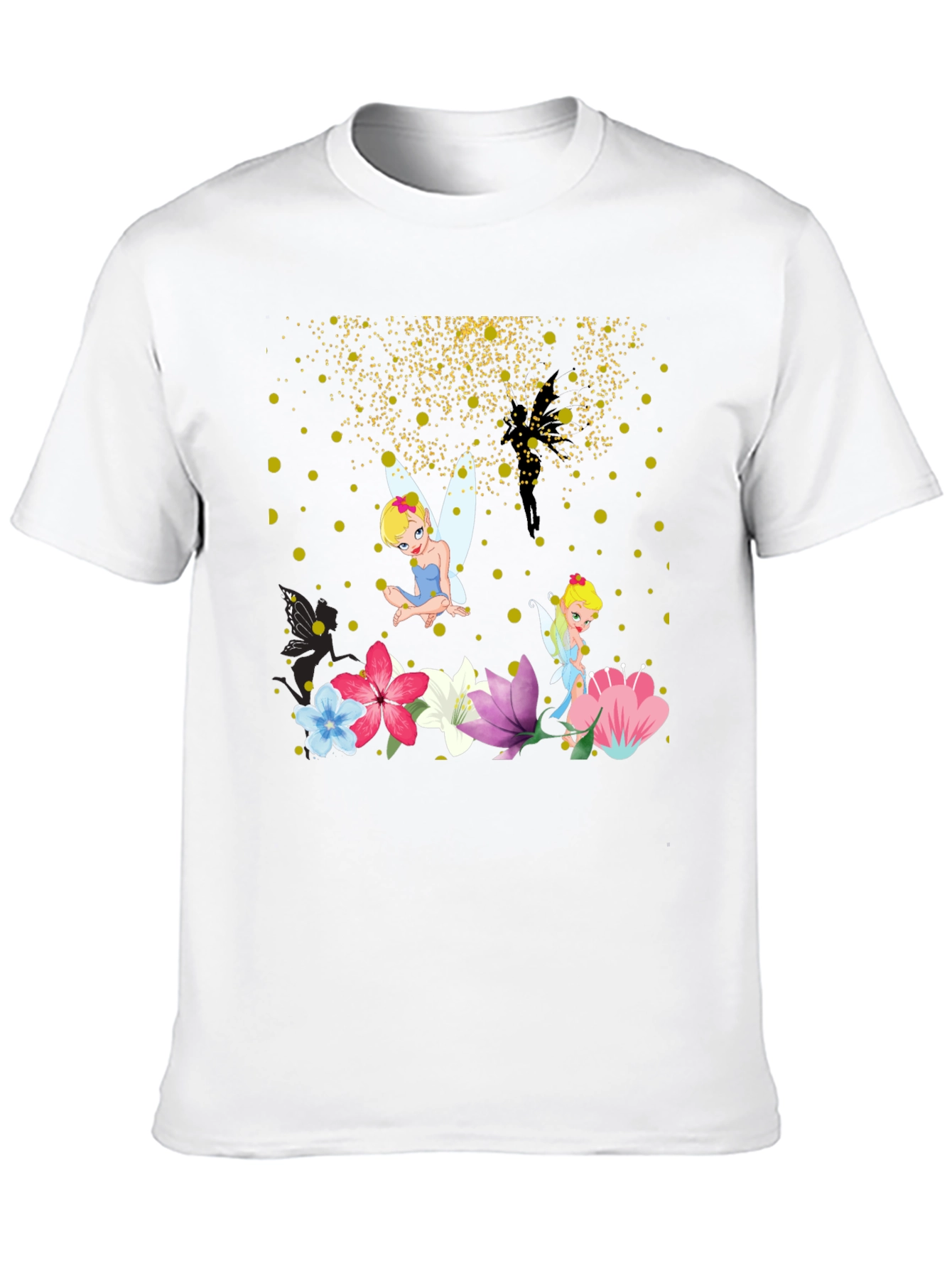 Whimsical Fairy Graphic Tee - Black Cotton Blend