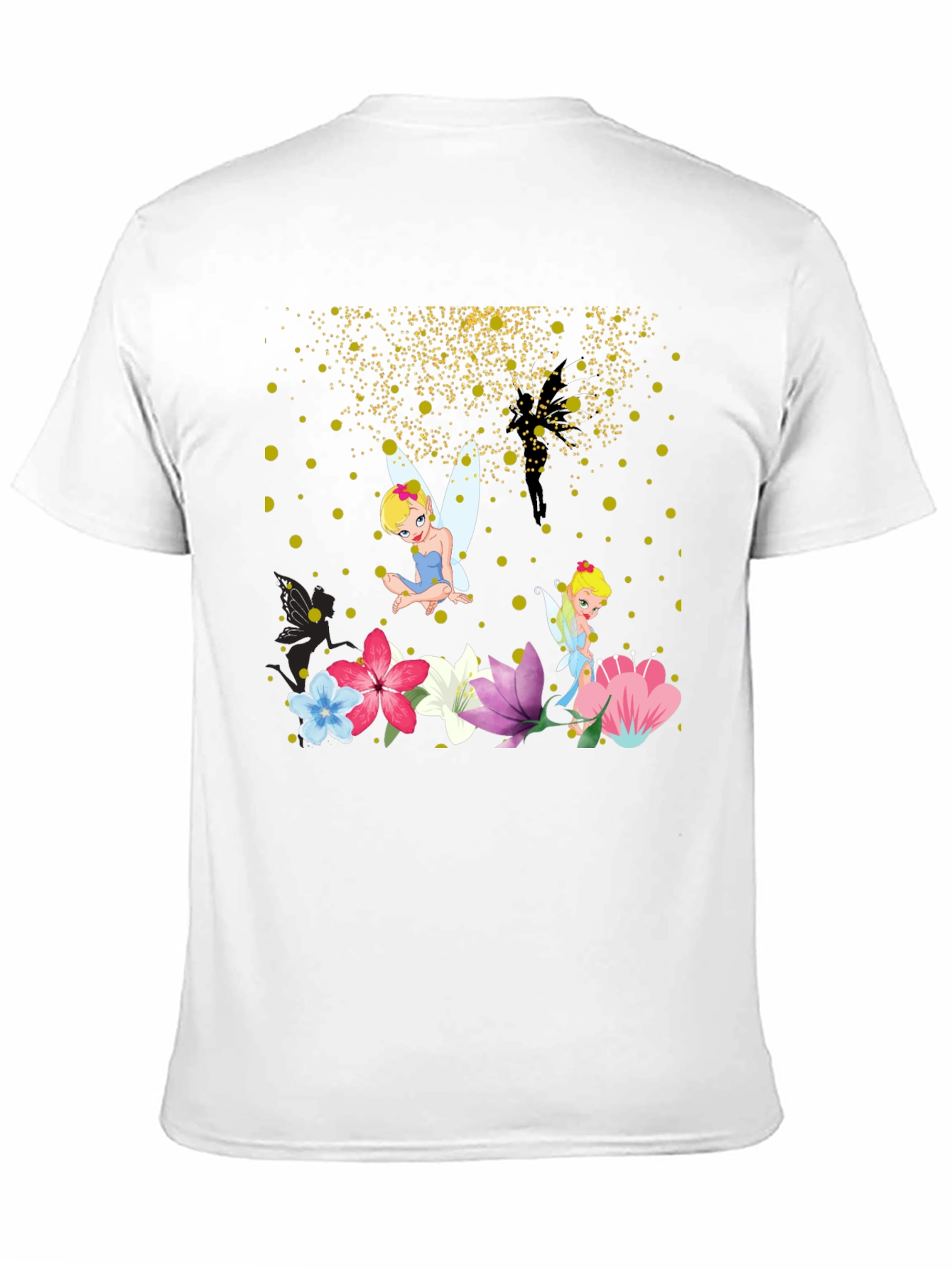 Whimsical Fairy Graphic Tee - Black Cotton Blend