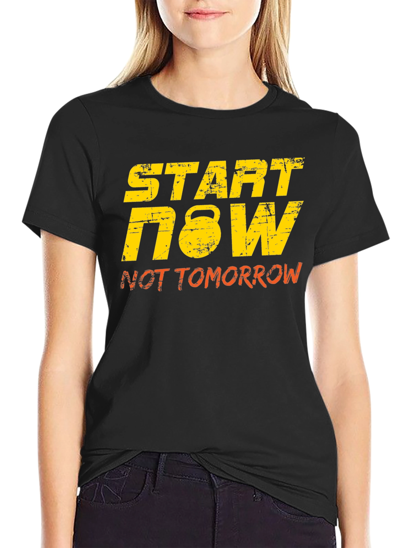 Start Now Kettlebell Black Graphic Tee