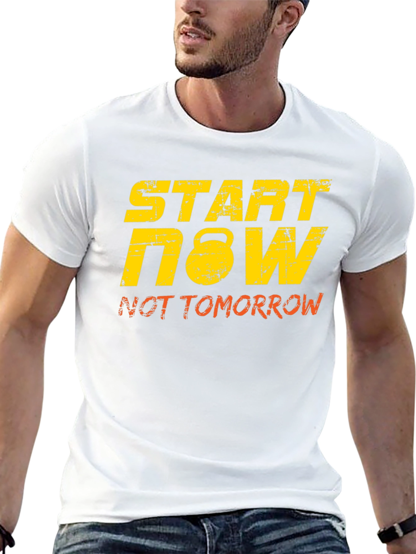 Start Now Kettlebell Black Graphic Tee
