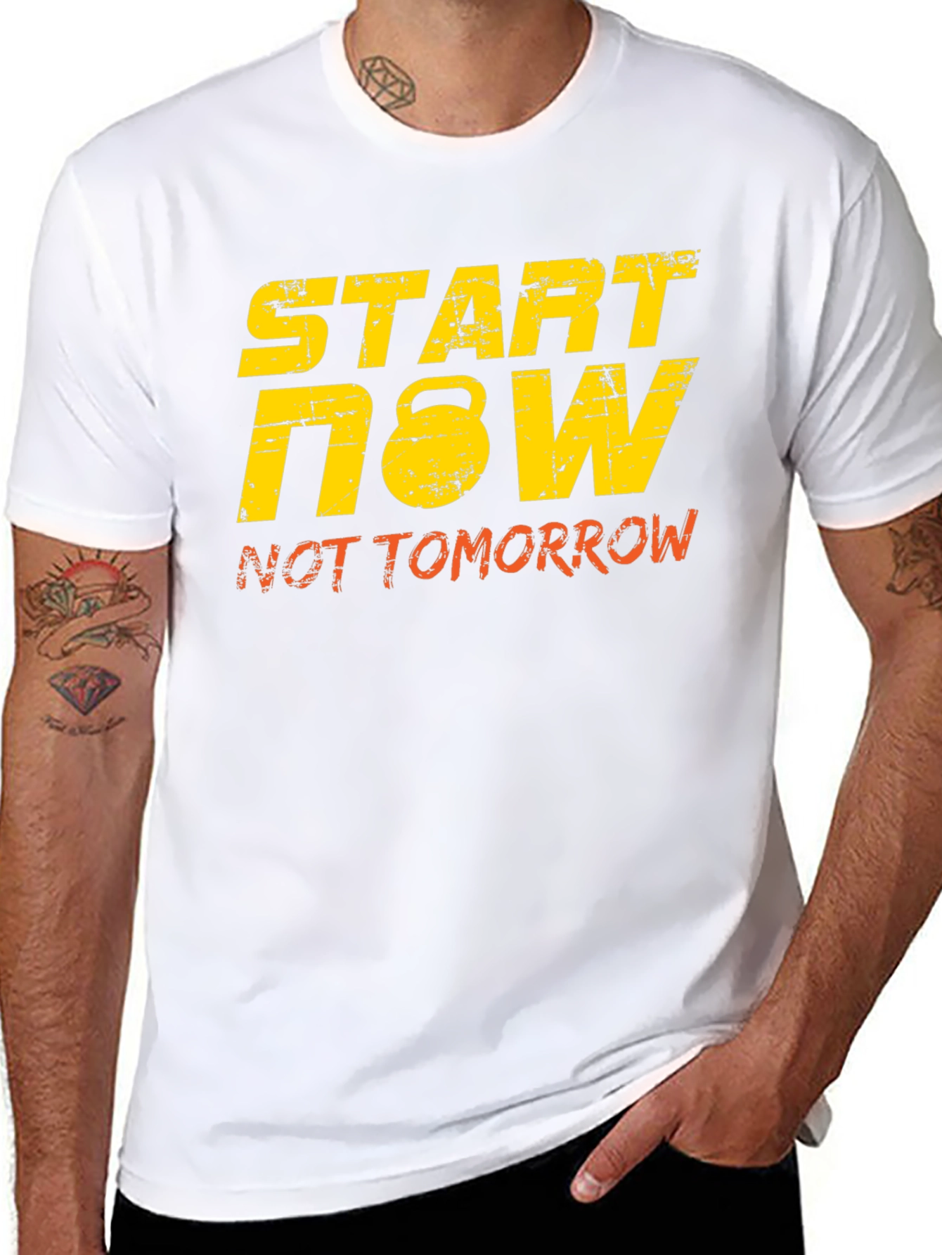 Start Now Kettlebell Black Graphic Tee