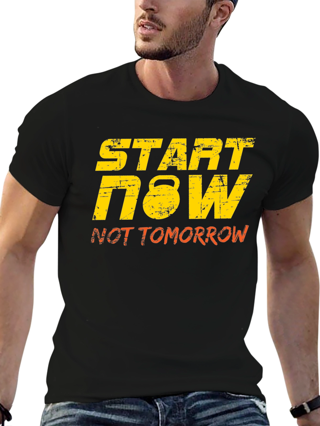 Start Now Kettlebell Black Graphic Tee