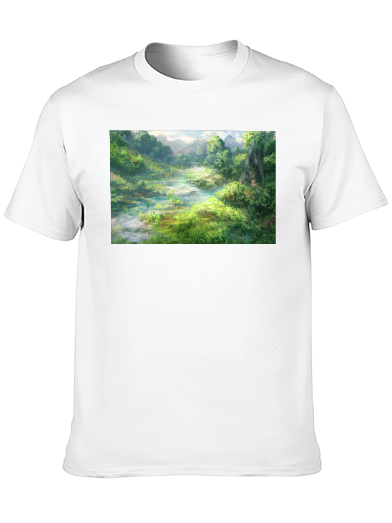 Nature Landscape Graphic Tee - Black Cotton T-Shirt